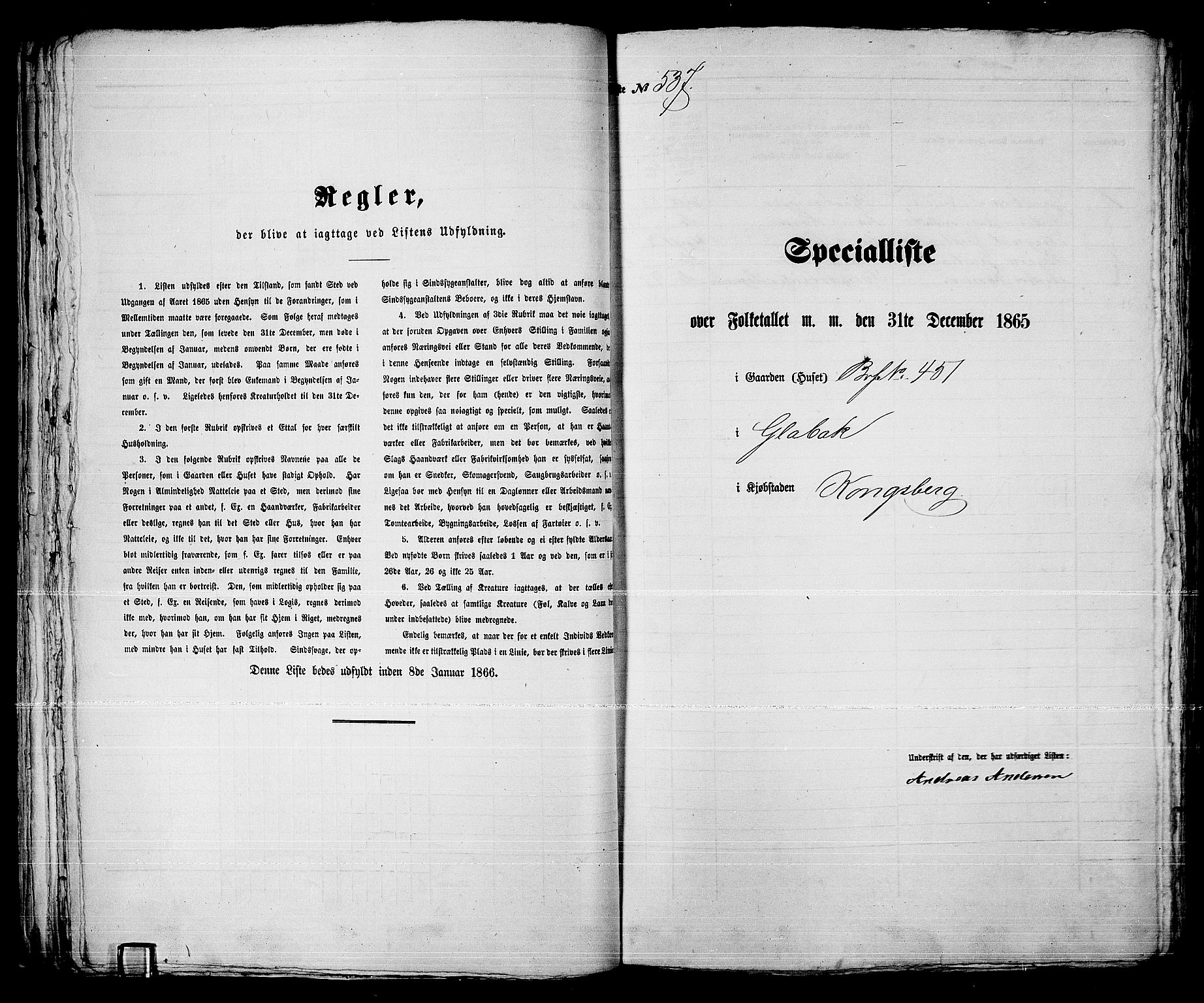 RA, 1865 census for Kongsberg/Kongsberg, 1865, p. 1086