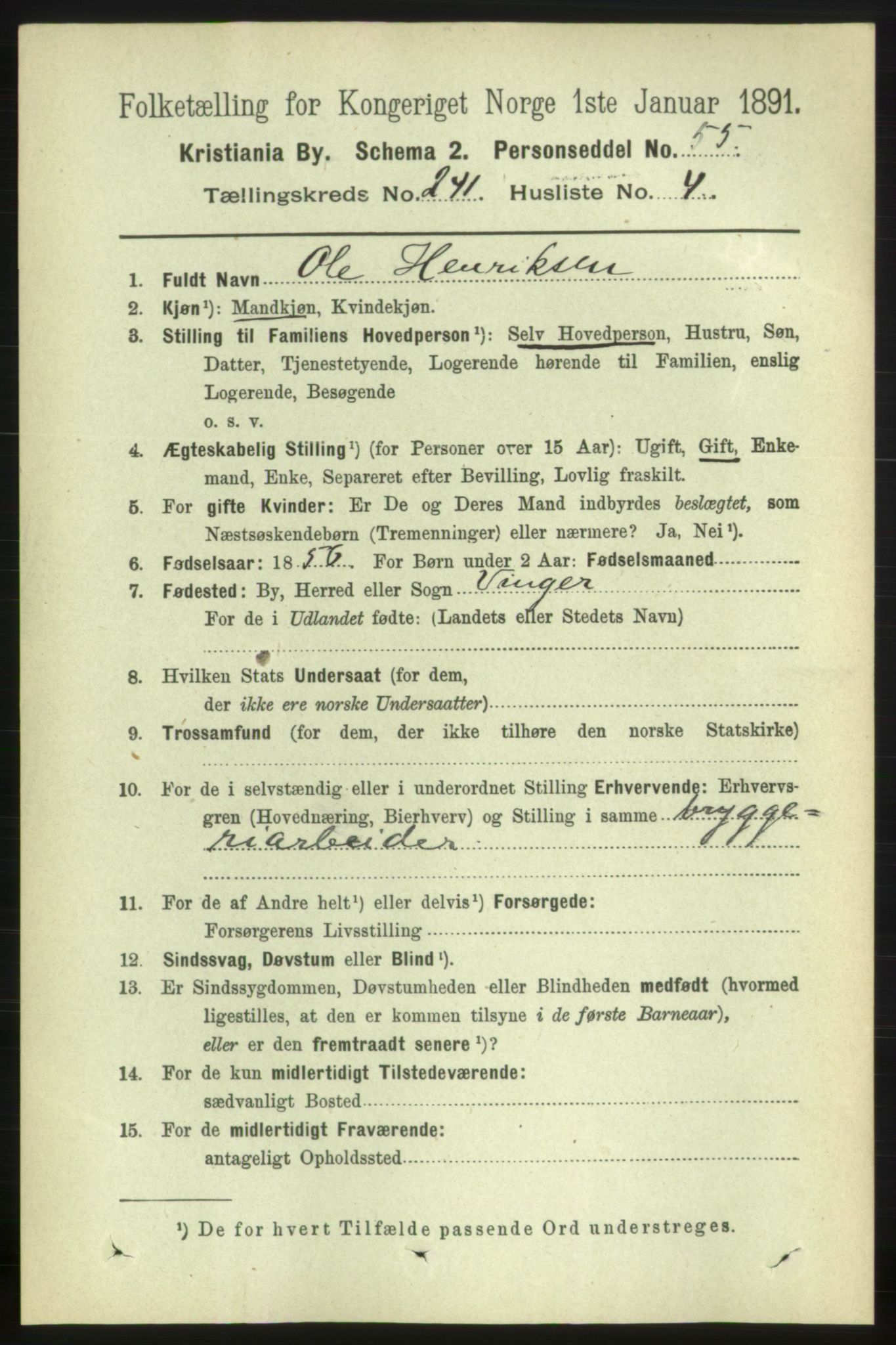 RA, 1891 census for 0301 Kristiania, 1891, p. 141769