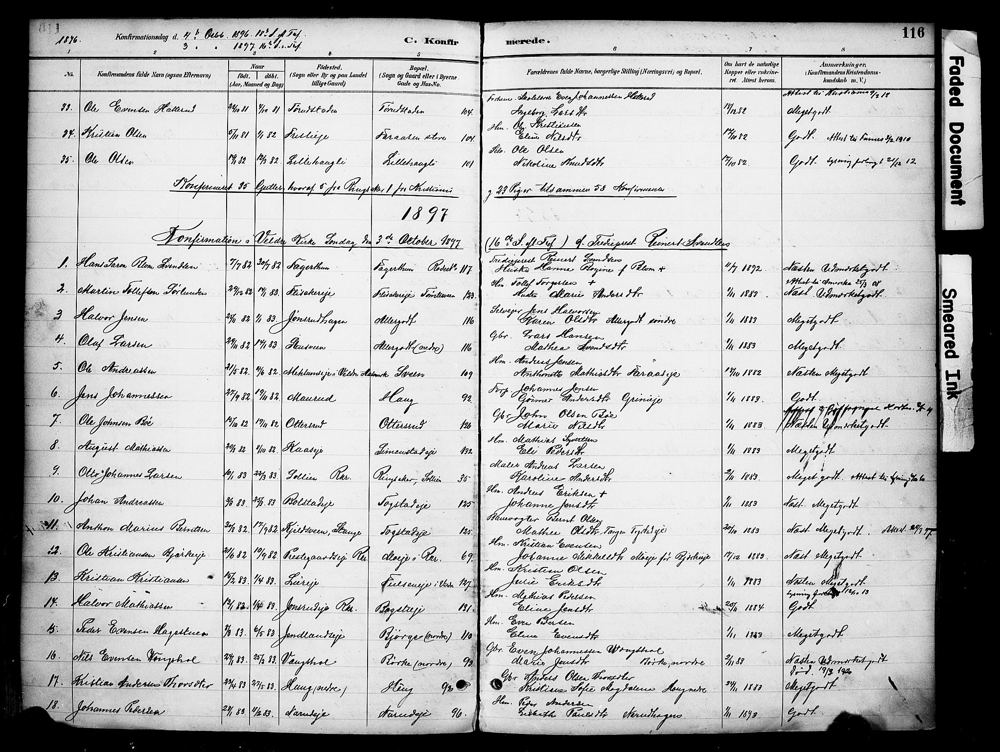 Ringsaker prestekontor, SAH/PREST-014/K/Ka/L0016: Parish register (official) no. 16, 1891-1904, p. 116