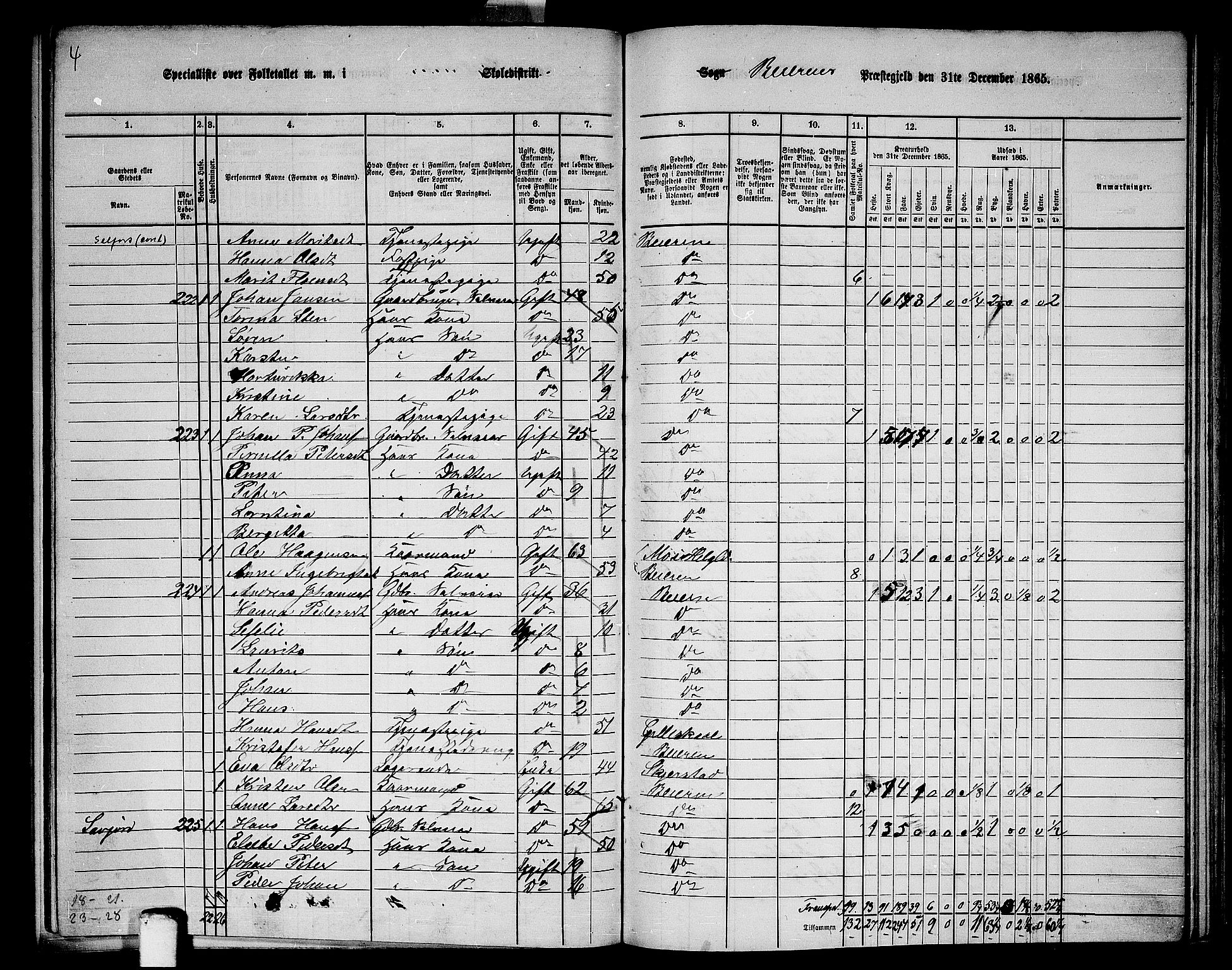 RA, 1865 census for Beiarn, 1865, p. 19