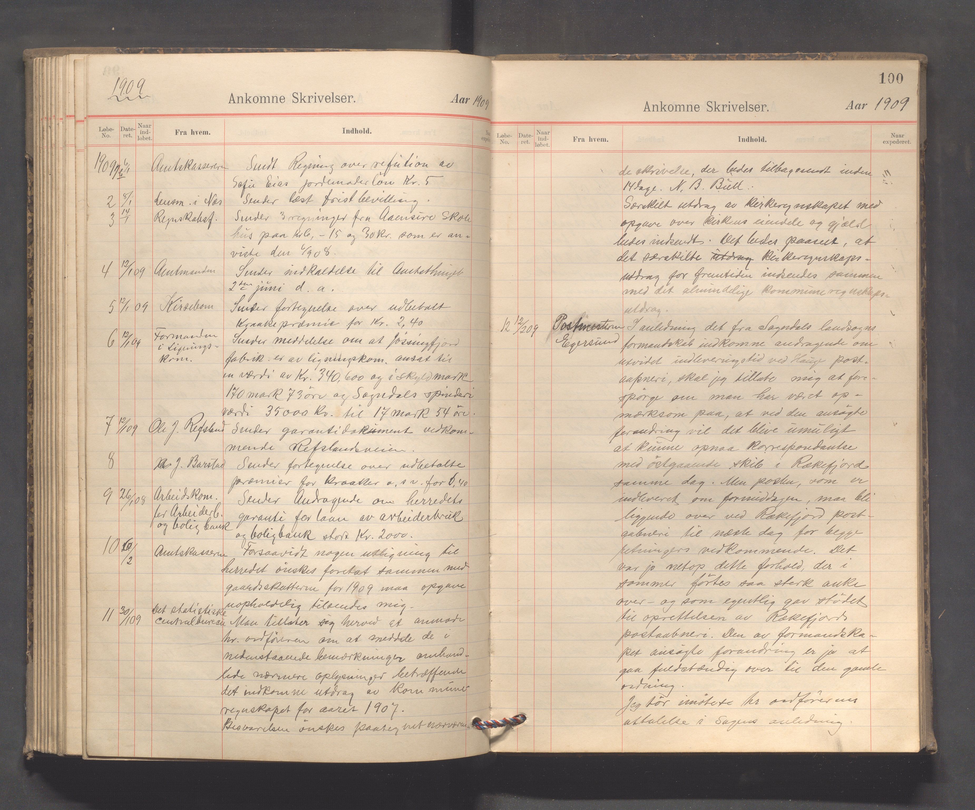 Sokndal kommune - Formannskapet/Sentraladministrasjonen, IKAR/K-101099/C/Ca/L0003: Journal, 1904-1912, p. 100