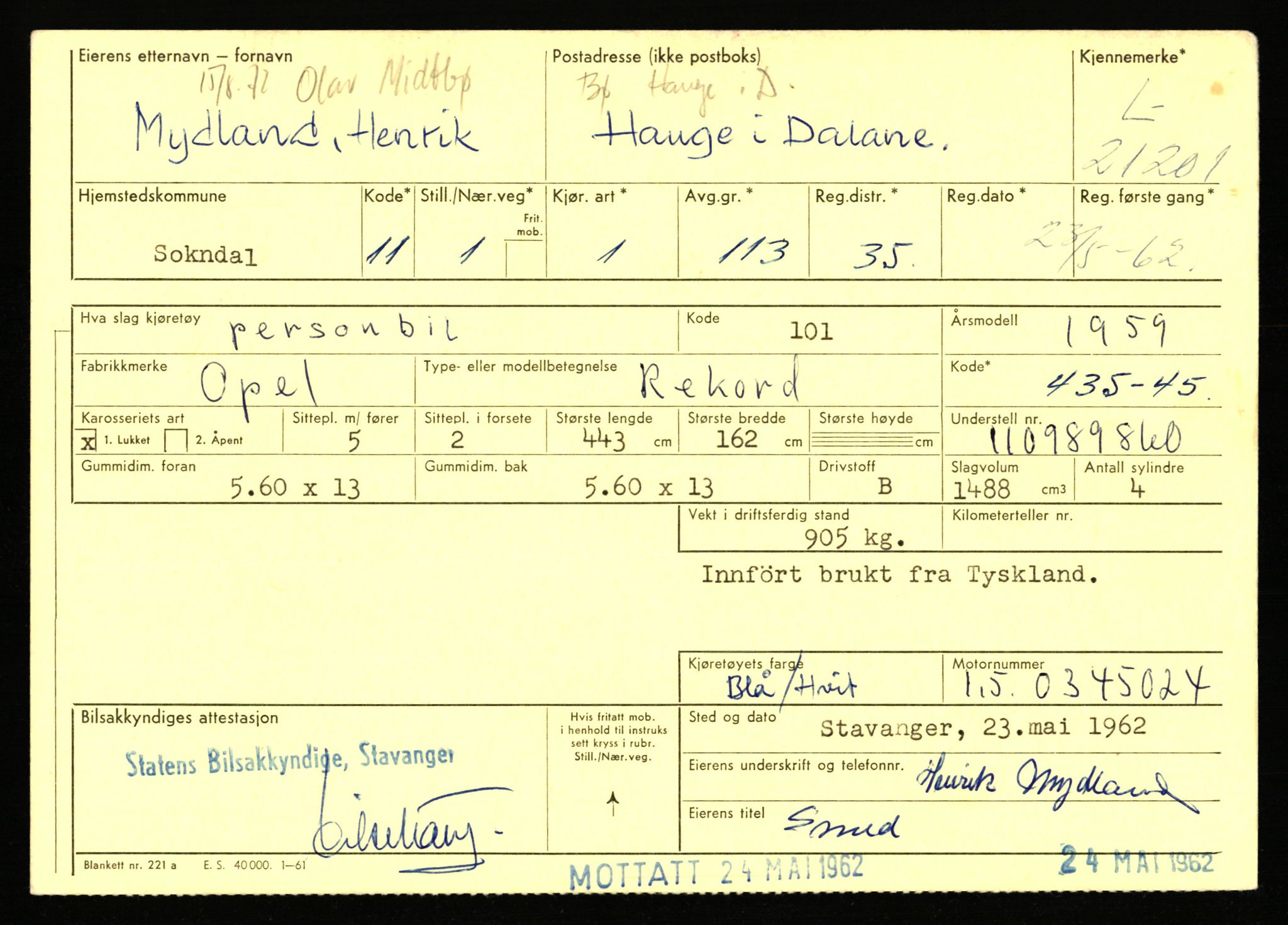 Stavanger trafikkstasjon, AV/SAST-A-101942/0/F/L0037: L-20500 - L-21499, 1930-1971, p. 1845