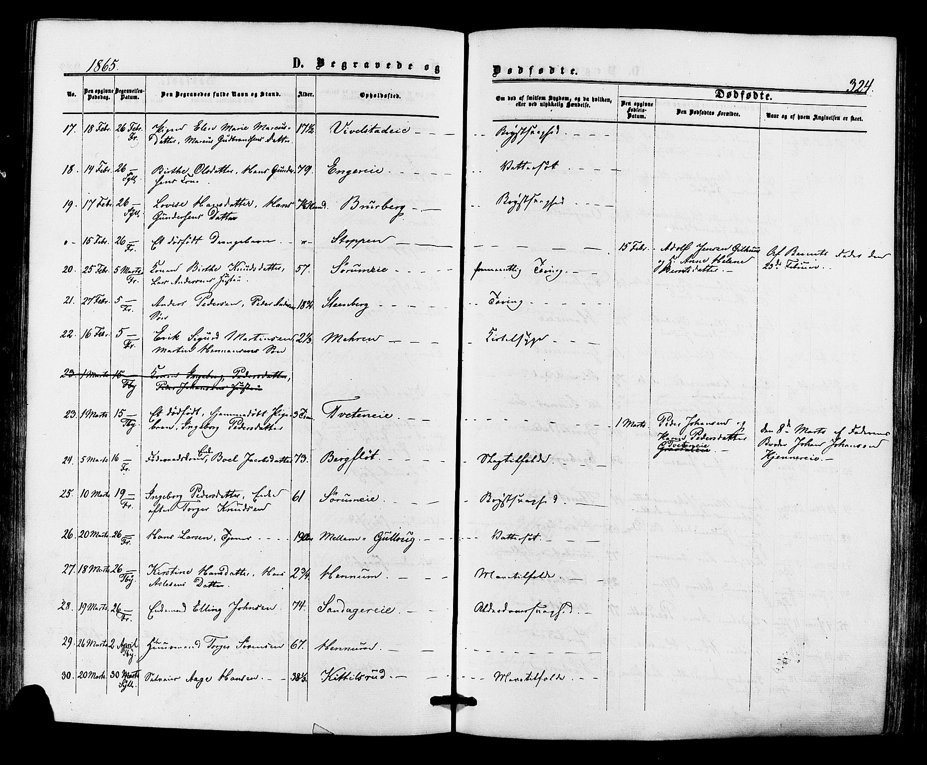 Lier kirkebøker, AV/SAKO-A-230/F/Fa/L0013: Parish register (official) no. I 13, 1865-1874, p. 324