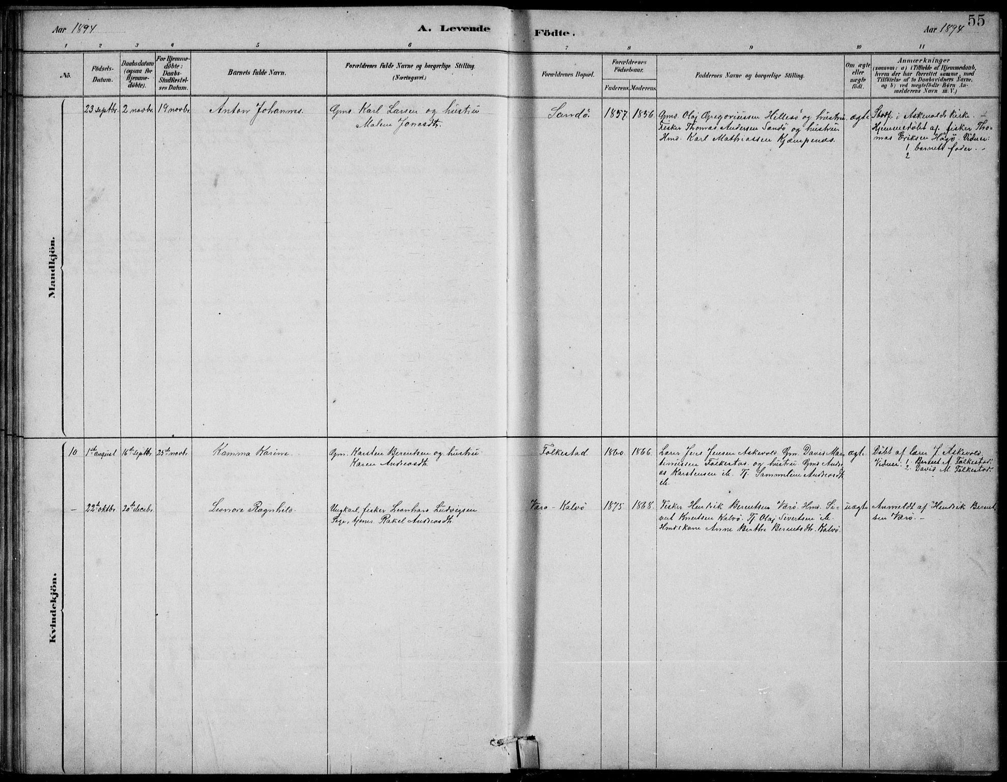 Askvoll sokneprestembete, SAB/A-79501/H/Hab/Habb/L0001: Parish register (copy) no. B 1, 1879-1909, p. 55