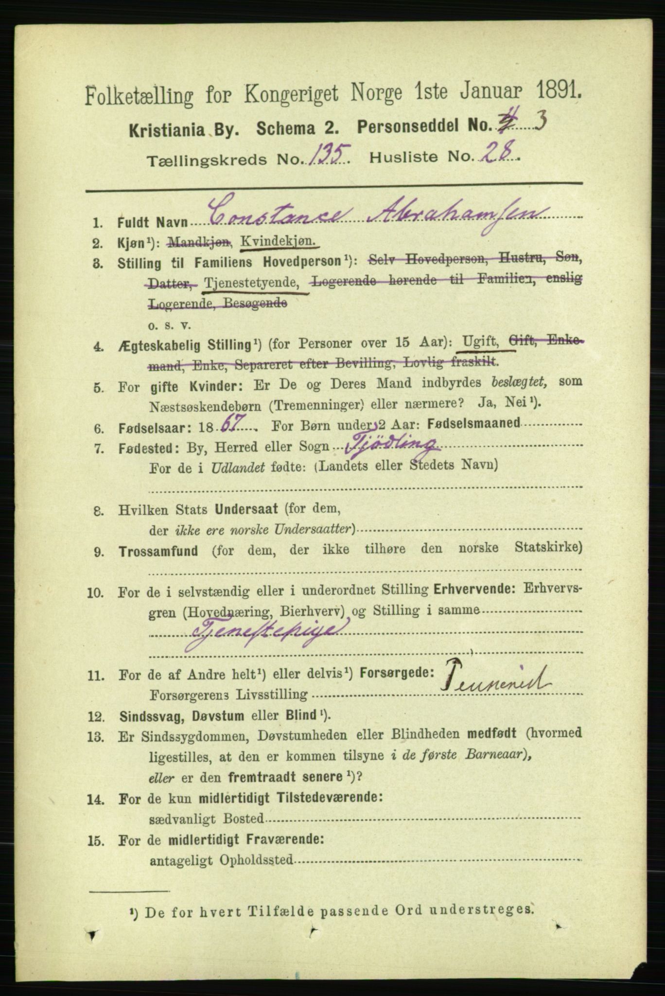 RA, 1891 census for 0301 Kristiania, 1891, p. 74901