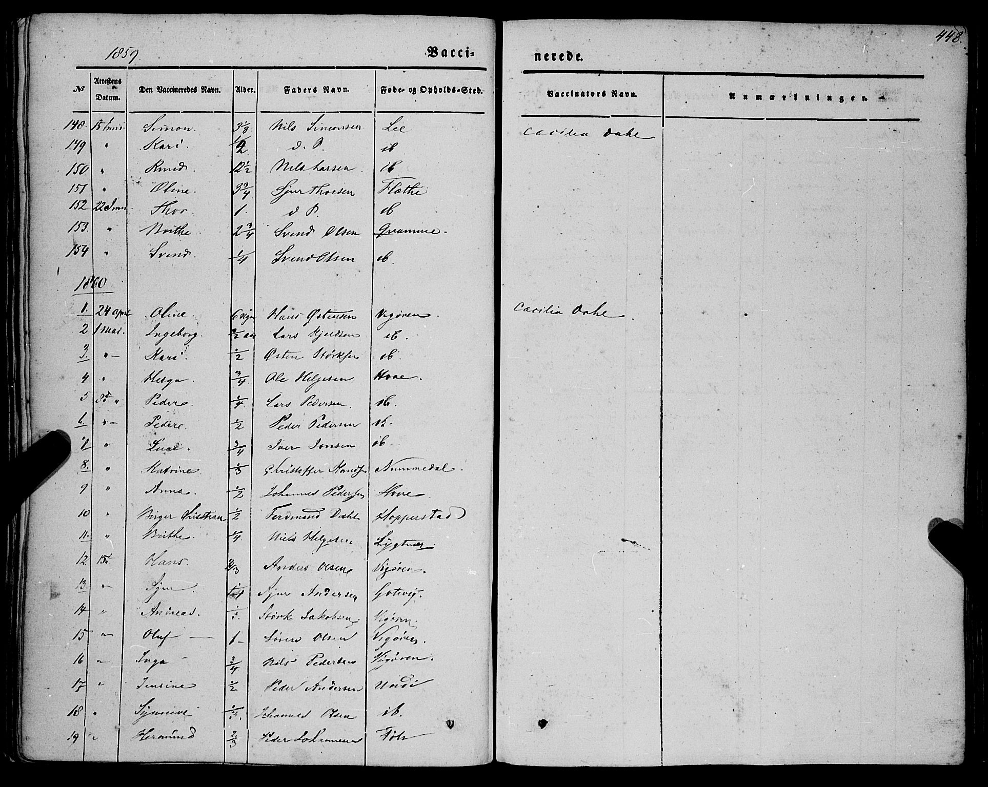 Vik sokneprestembete, SAB/A-81501: Parish register (official) no. A 8, 1846-1865, p. 448