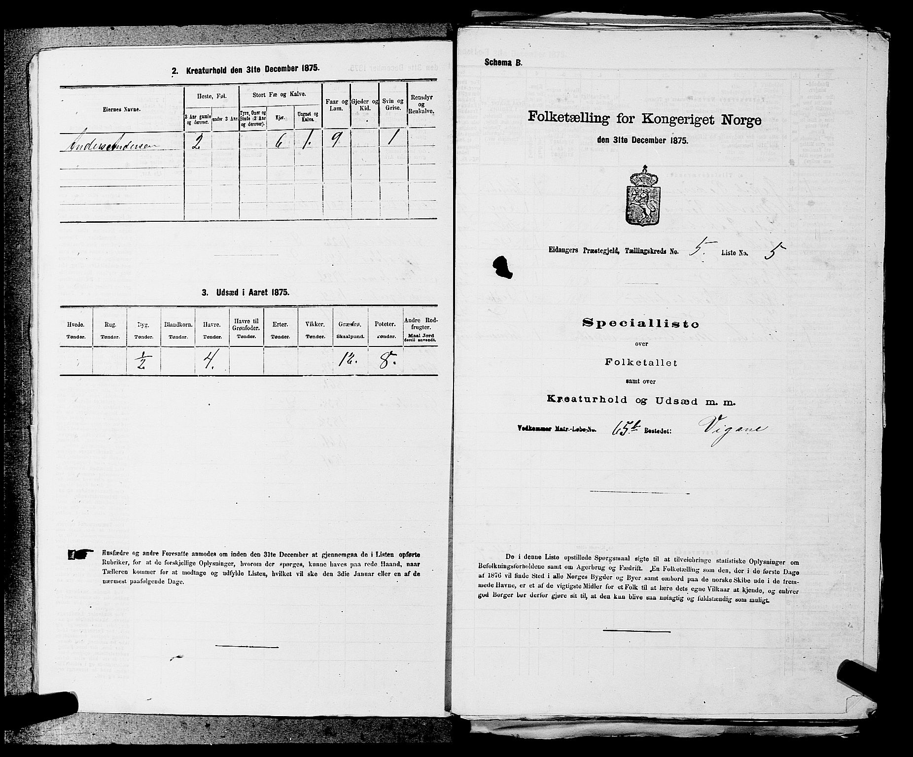 SAKO, 1875 census for 0813P Eidanger, 1875, p. 916