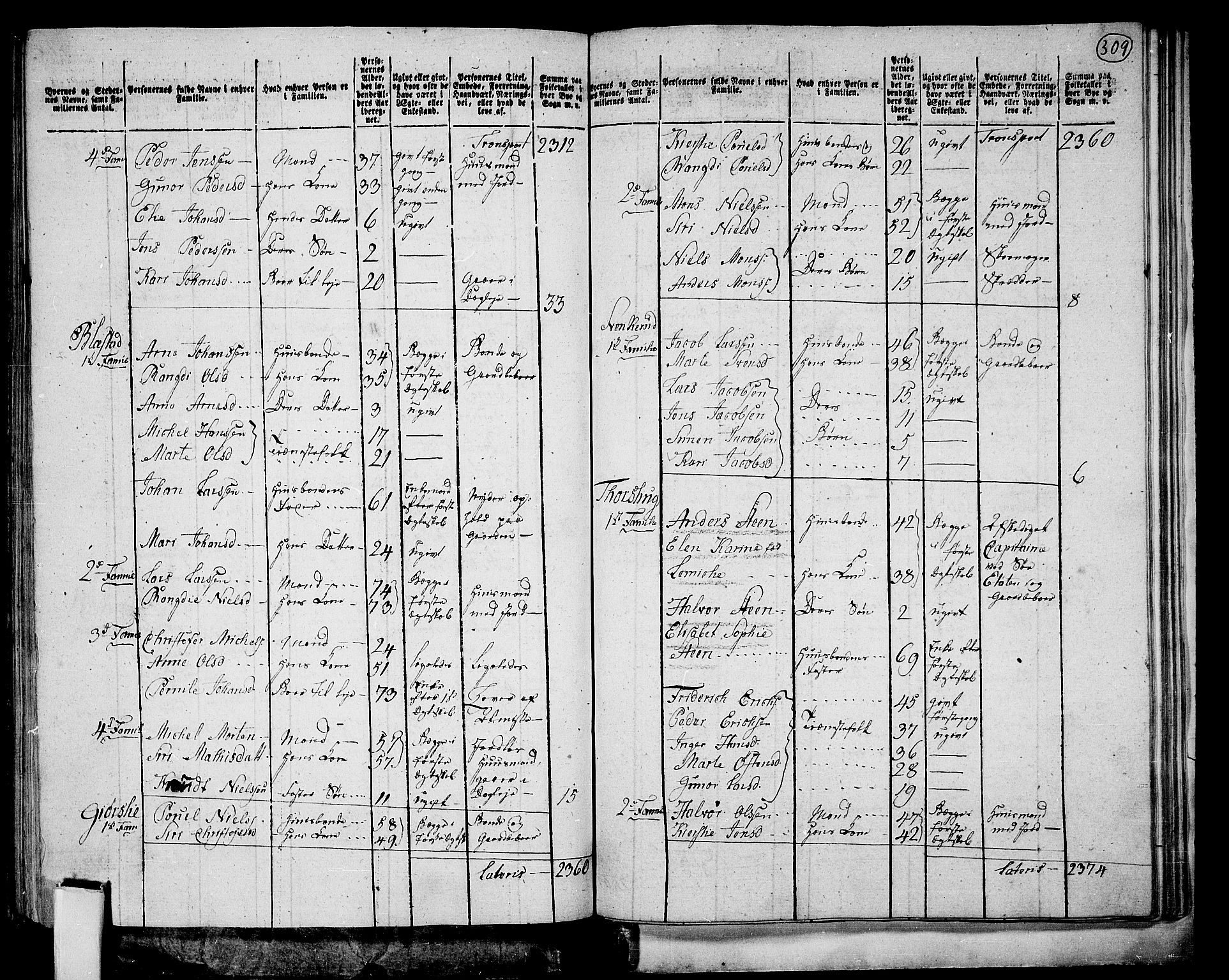 RA, 1801 census for 0414P Vang, 1801, p. 308b-309a