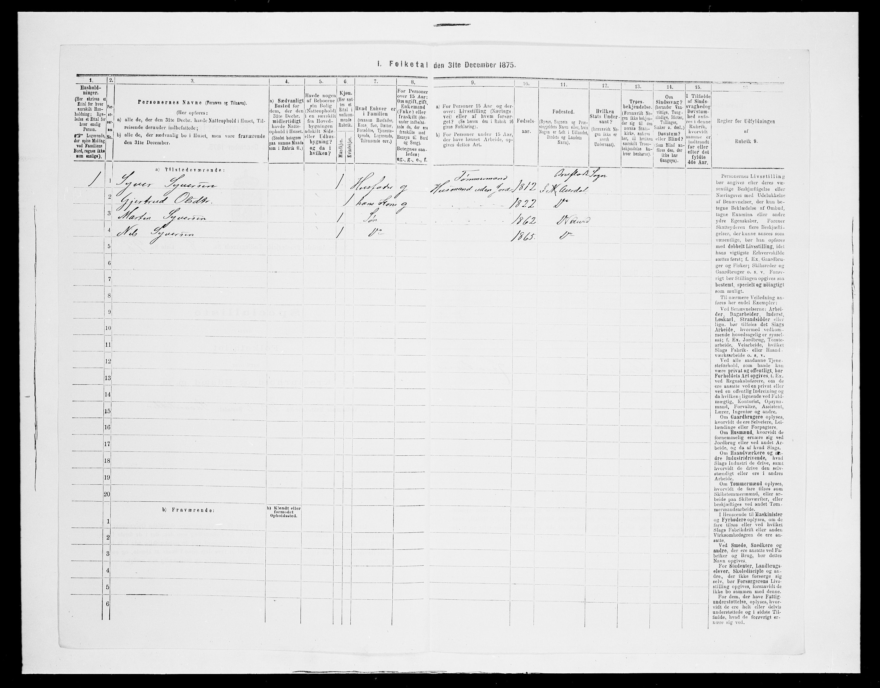 SAH, 1875 census for 0542P Nord-Aurdal, 1875, p. 1476