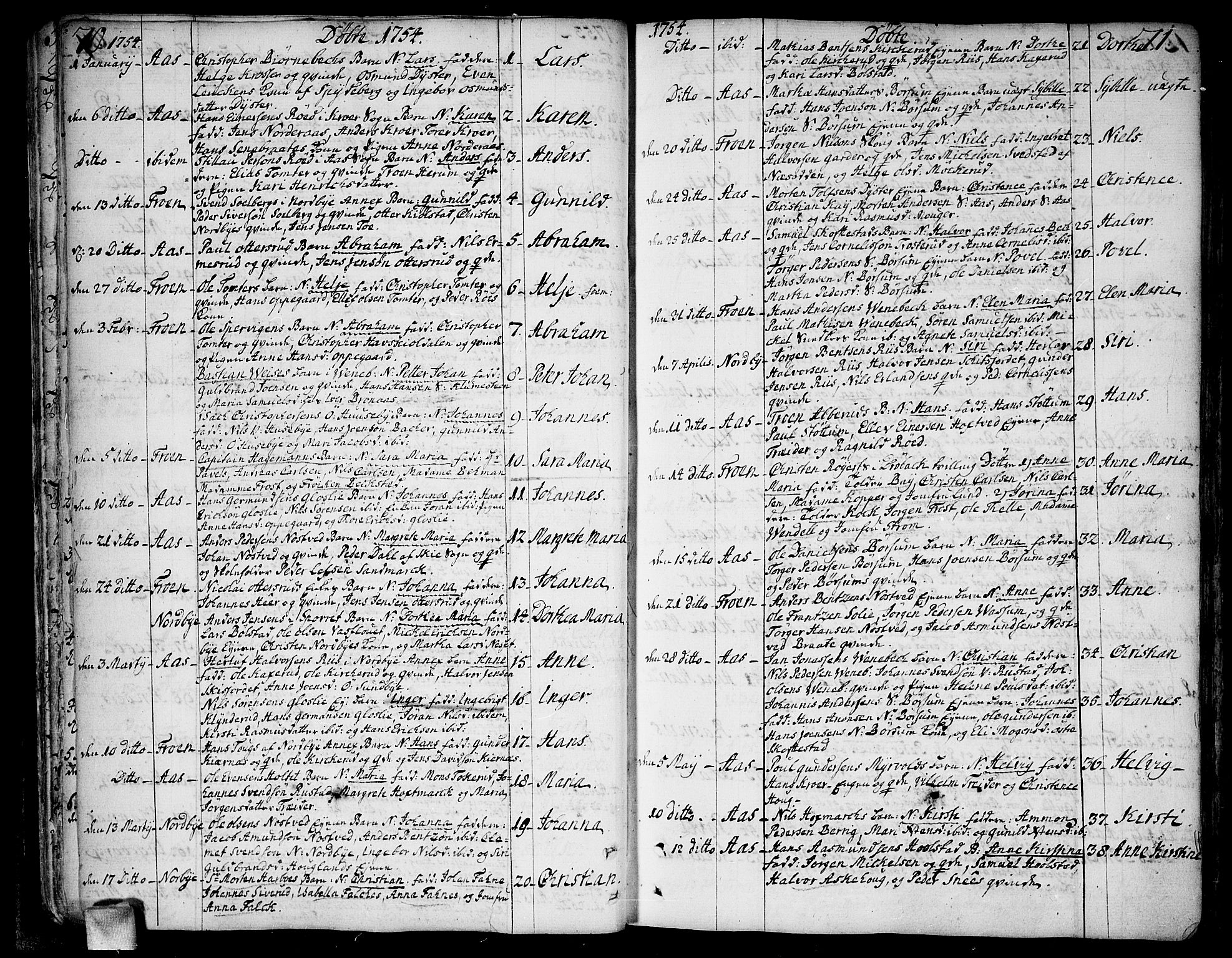 Ås prestekontor Kirkebøker, SAO/A-10894/F/Fa/L0001: Parish register (official) no. I 1, 1742-1778, p. 70-71