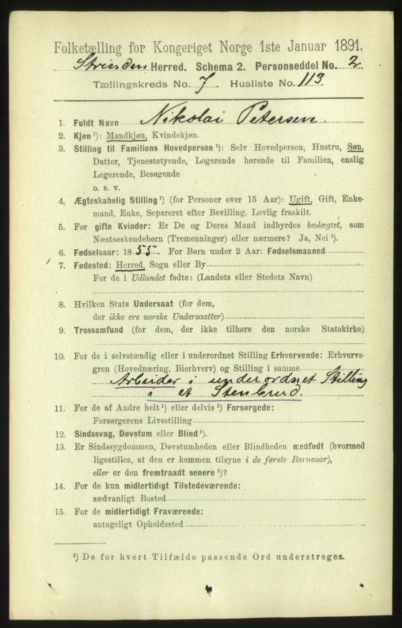 RA, 1891 census for 1660 Strinda, 1891, p. 6968