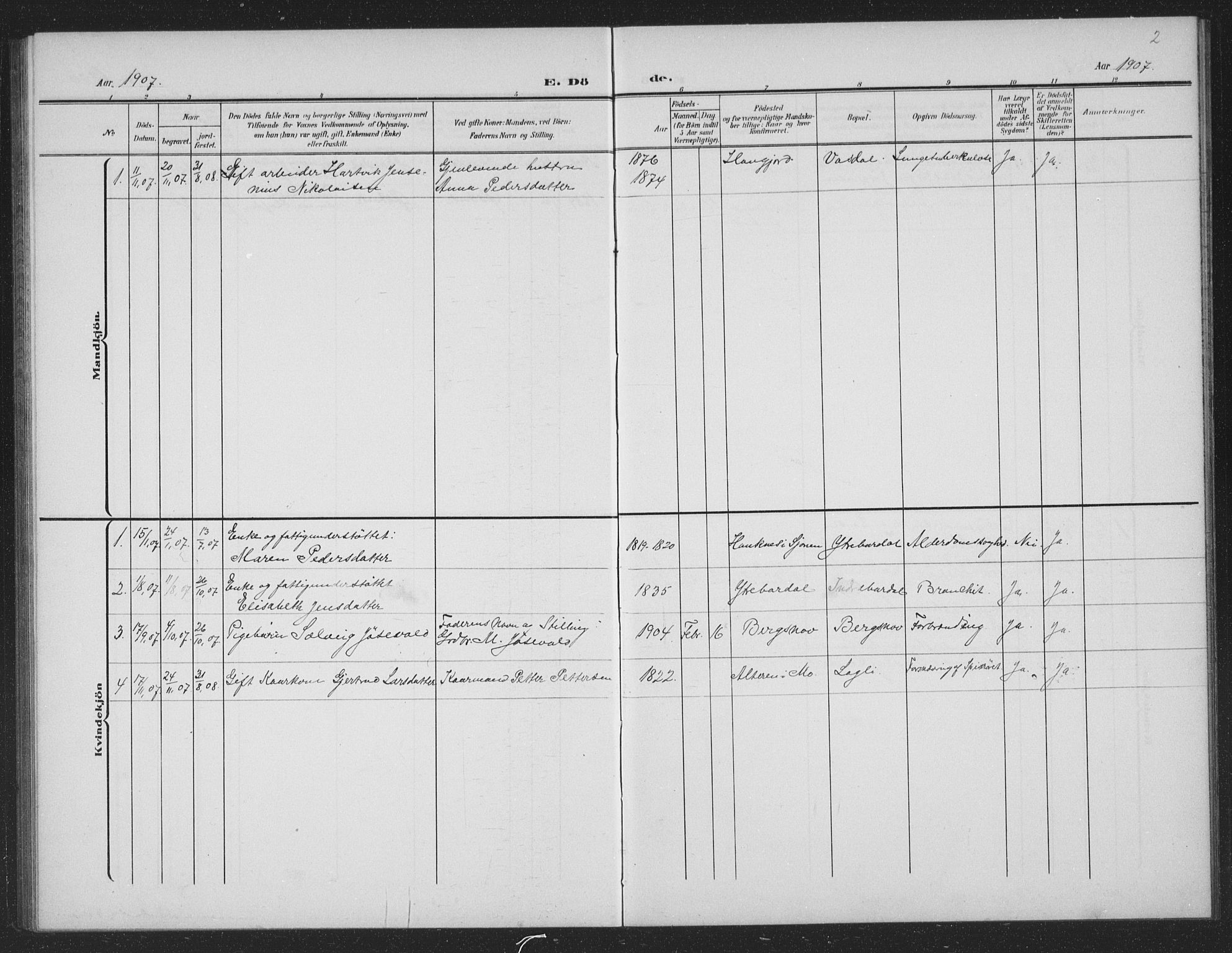 Ministerialprotokoller, klokkerbøker og fødselsregistre - Nordland, AV/SAT-A-1459/833/L0502: Parish register (copy) no. 833C01, 1906-1934, p. 2