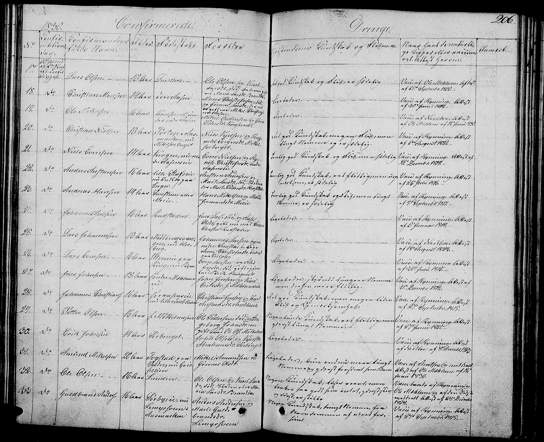 Ringsaker prestekontor, AV/SAH-PREST-014/L/La/L0004: Parish register (copy) no. 4, 1827-1838, p. 206