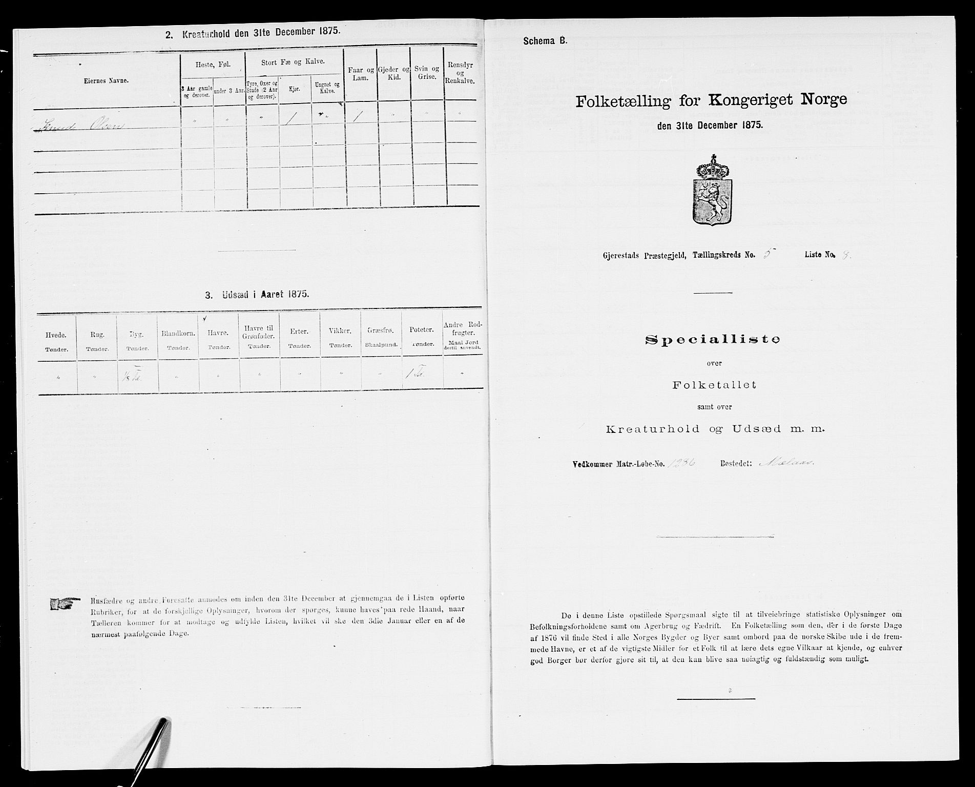 SAK, 1875 census for 0911P Gjerstad, 1875, p. 529