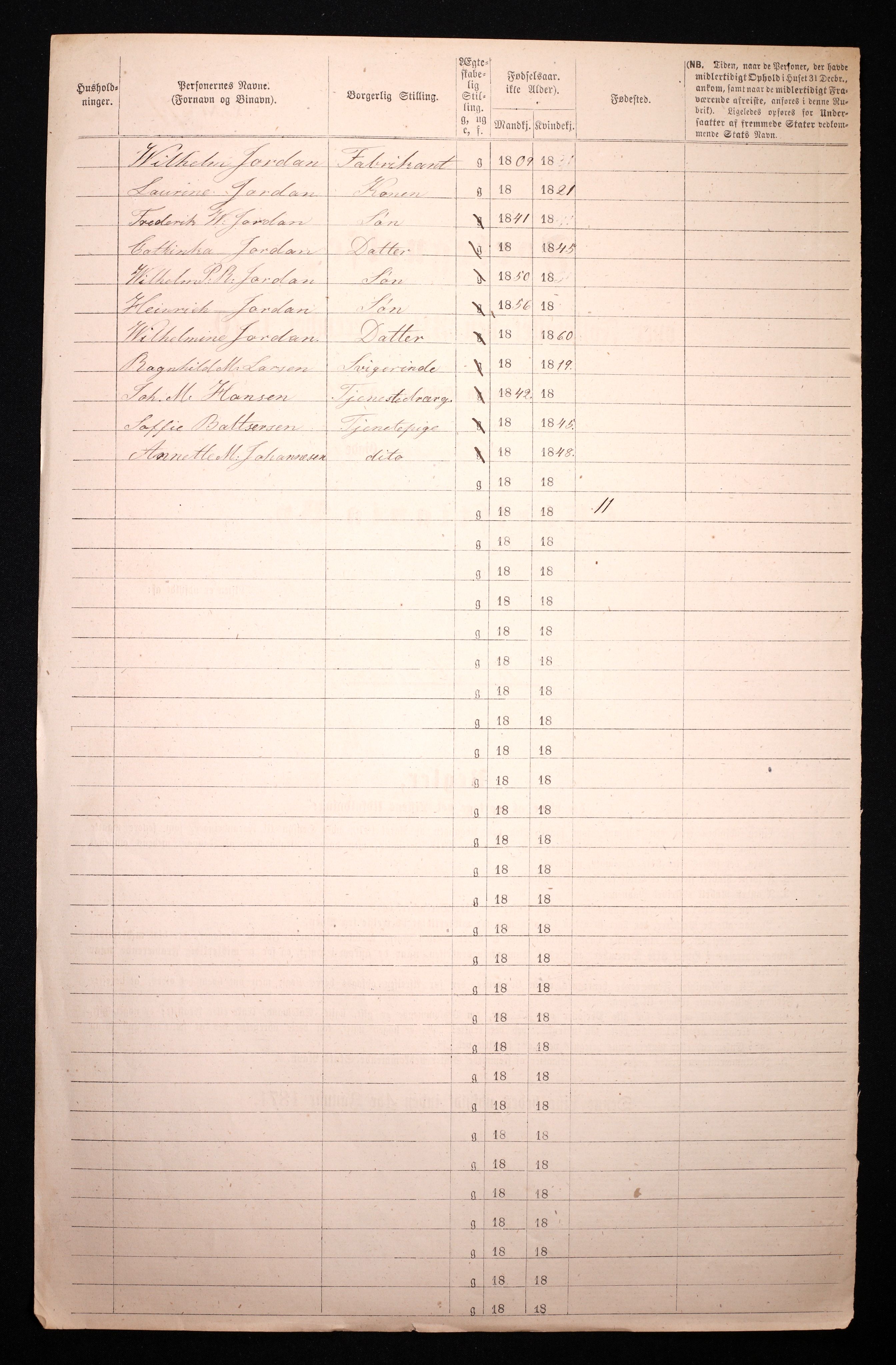 RA, 1870 census for 0301 Kristiania, 1870, p. 3410