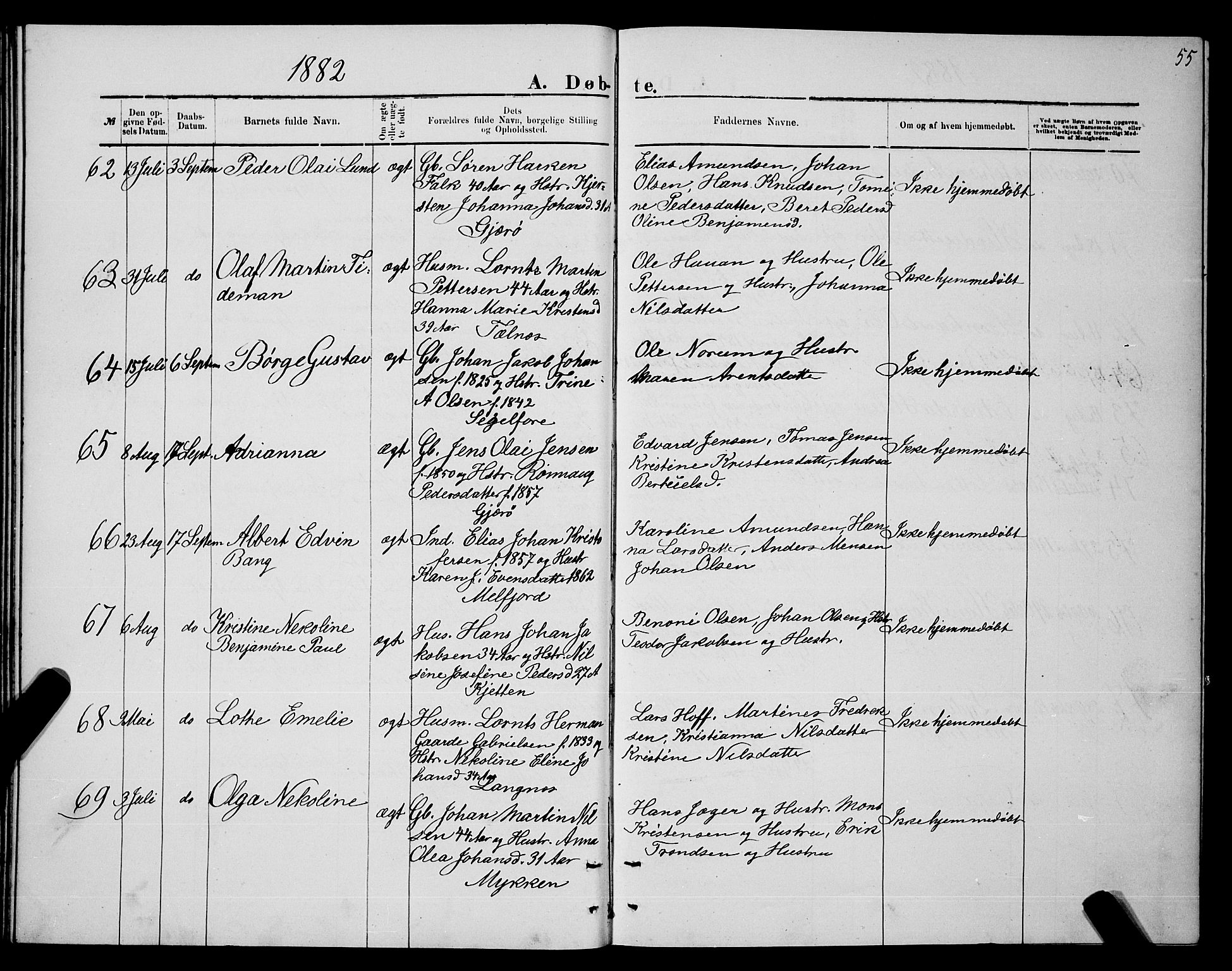 Ministerialprotokoller, klokkerbøker og fødselsregistre - Nordland, SAT/A-1459/841/L0620: Parish register (copy) no. 841C04, 1877-1896, p. 55