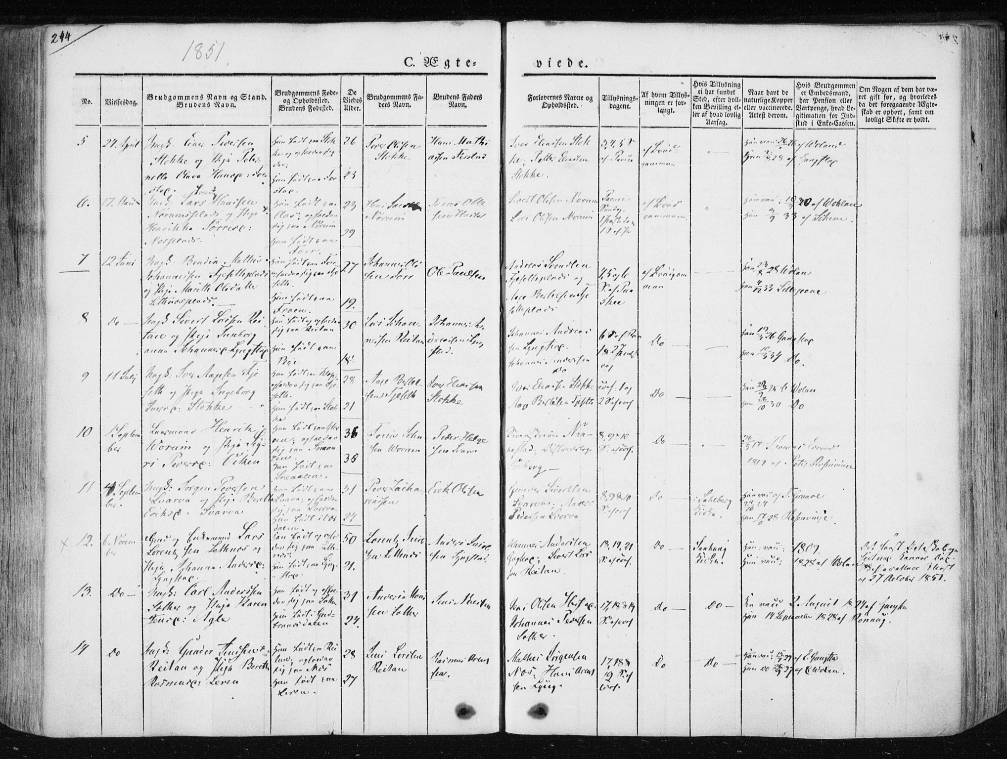 Ministerialprotokoller, klokkerbøker og fødselsregistre - Nord-Trøndelag, SAT/A-1458/730/L0280: Parish register (official) no. 730A07 /1, 1840-1854, p. 244