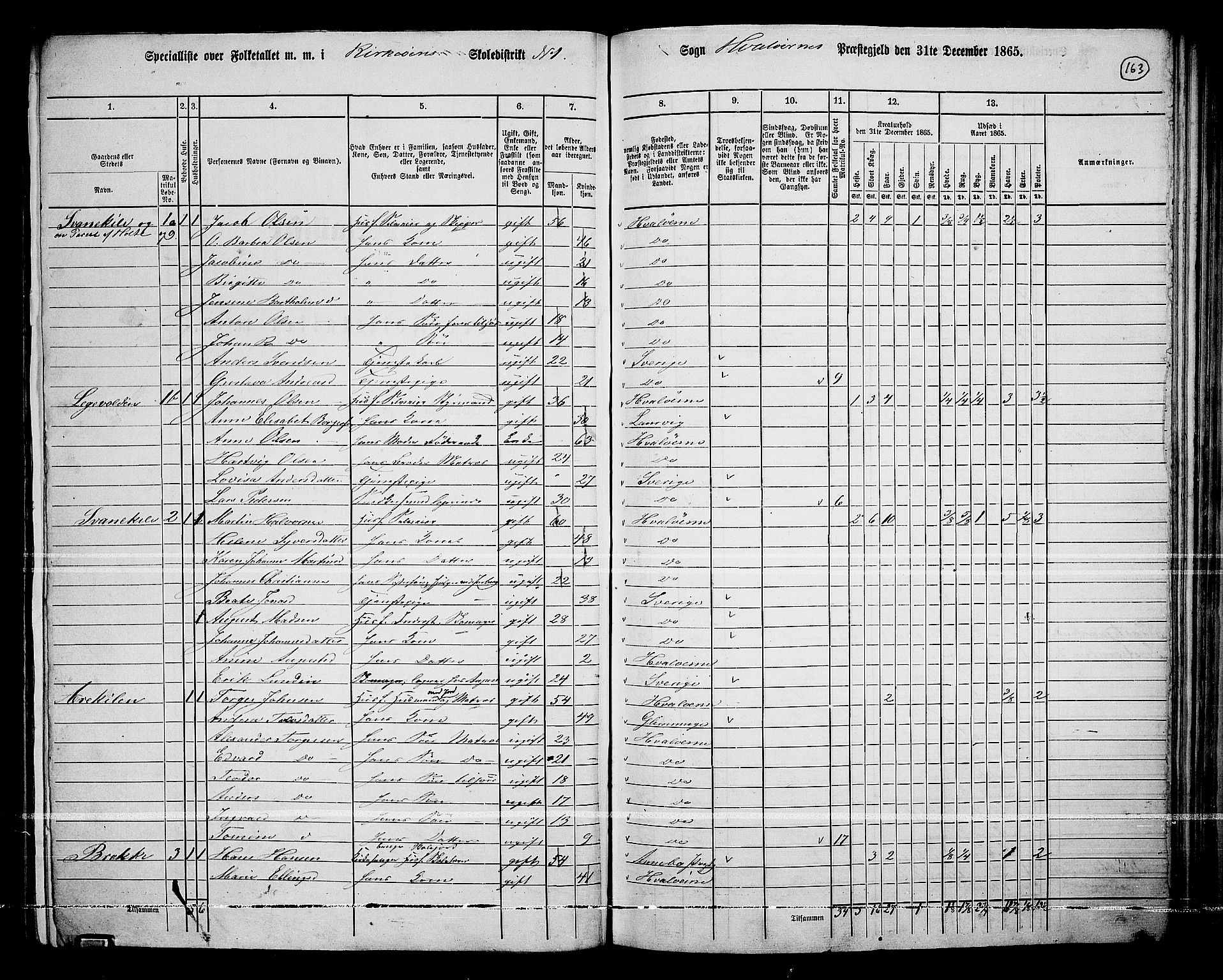RA, 1865 census for Hvaler, 1865, p. 6