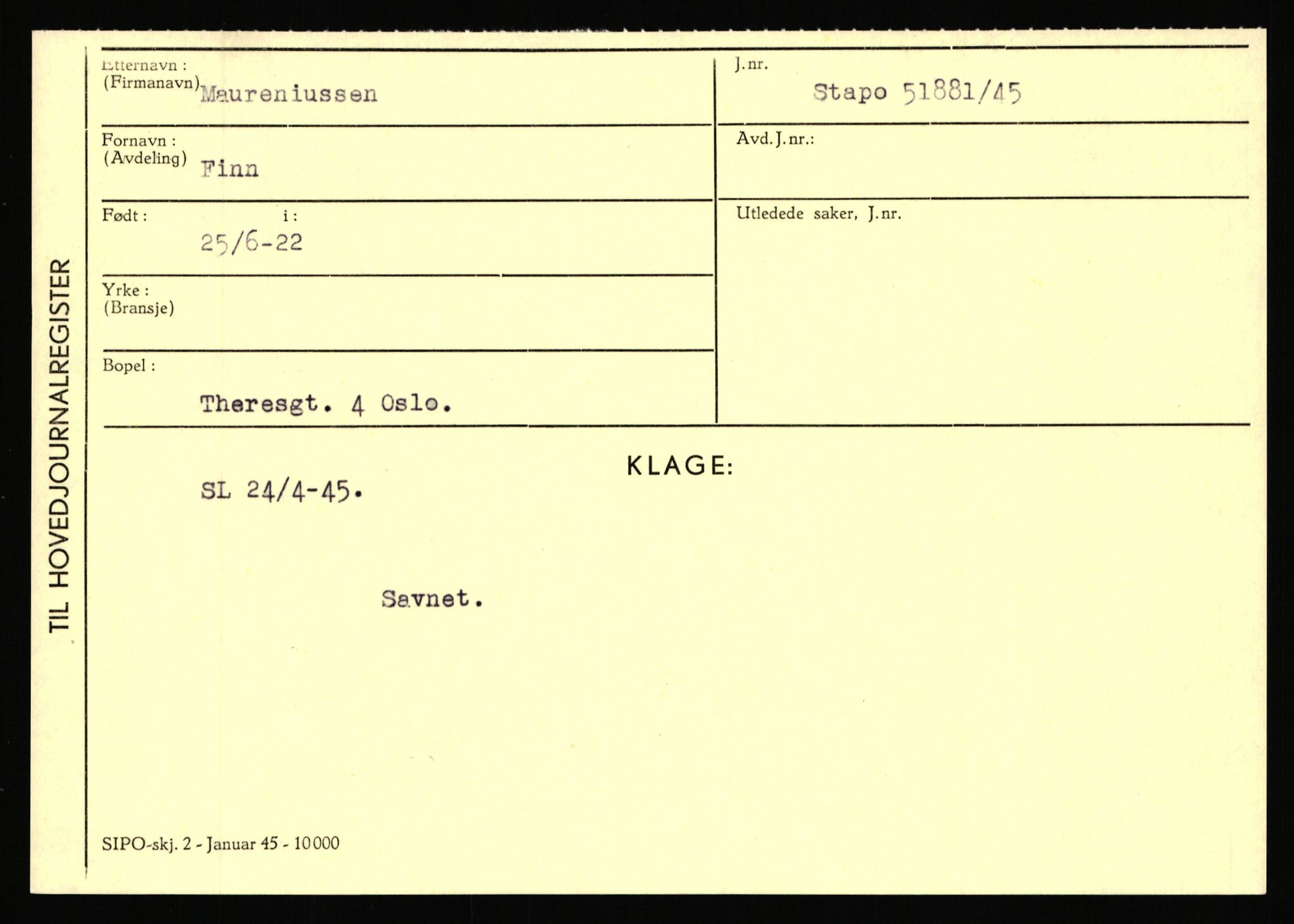 Statspolitiet - Hovedkontoret / Osloavdelingen, AV/RA-S-1329/C/Ca/L0010: Lind - Moksnes, 1943-1945, p. 3453