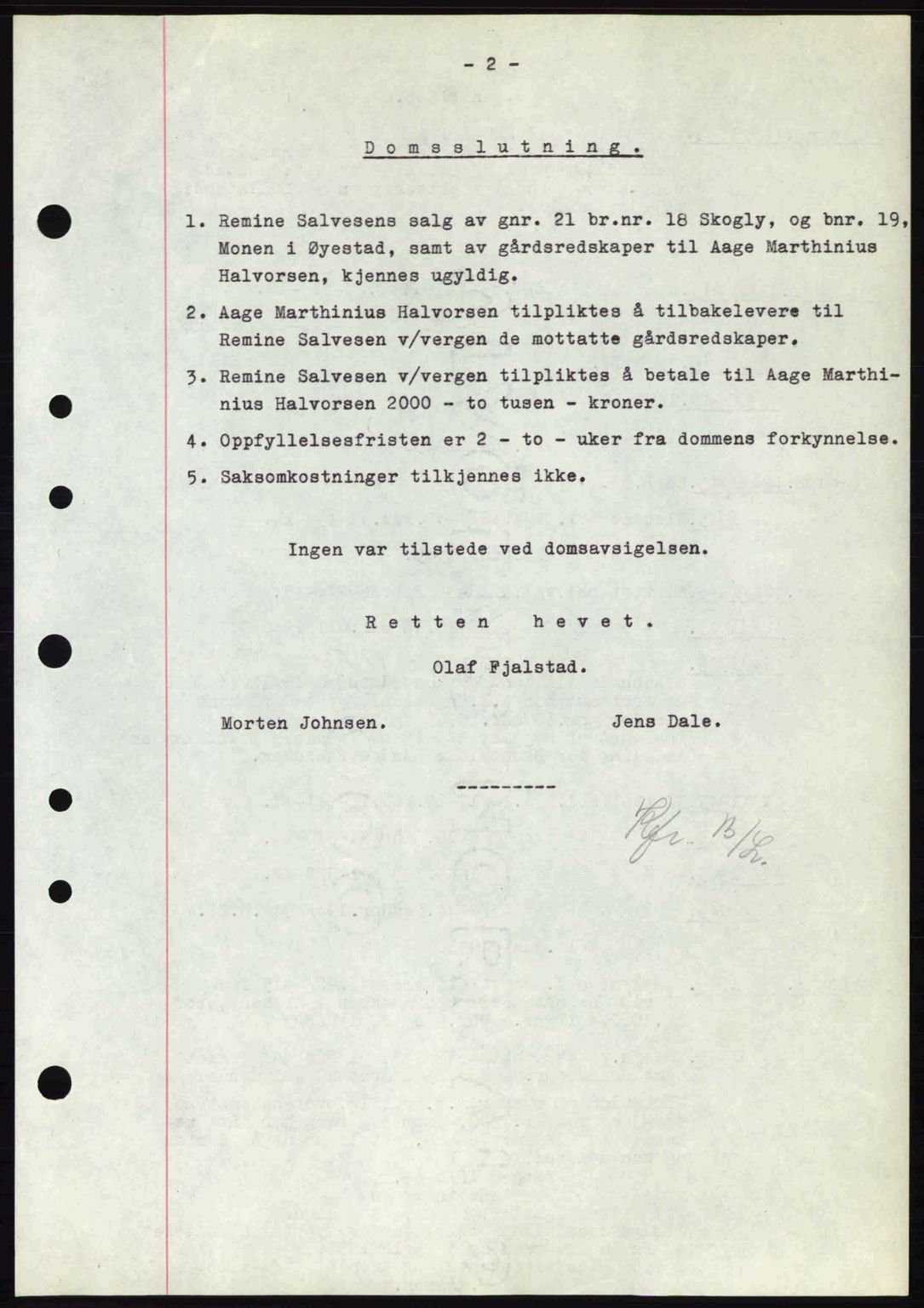 Nedenes sorenskriveri, SAK/1221-0006/G/Gb/Gba/L0052: Mortgage book no. A6a, 1944-1945, Diary no: : 432/1945