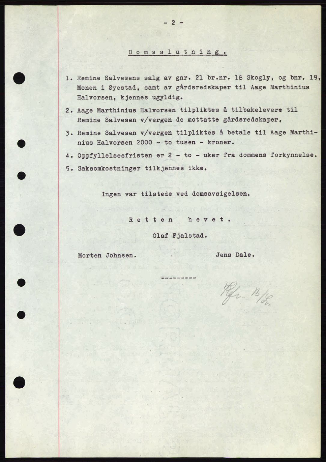 Nedenes sorenskriveri, AV/SAK-1221-0006/G/Gb/Gba/L0052: Mortgage book no. A6a, 1944-1945, Diary no: : 432/1945