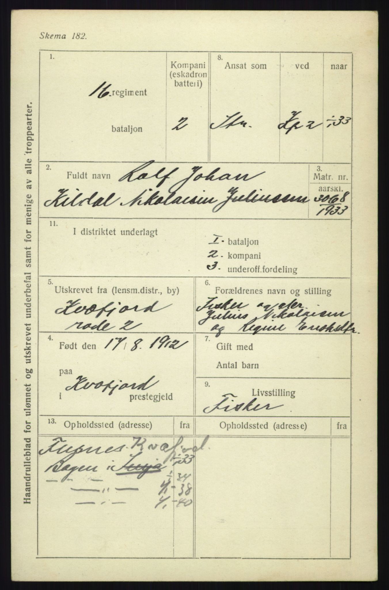 Forsvaret, Troms infanteriregiment nr. 16, AV/RA-RAFA-3146/P/Pa/L0017: Rulleblad for regimentets menige mannskaper, årsklasse 1933, 1933, p. 875