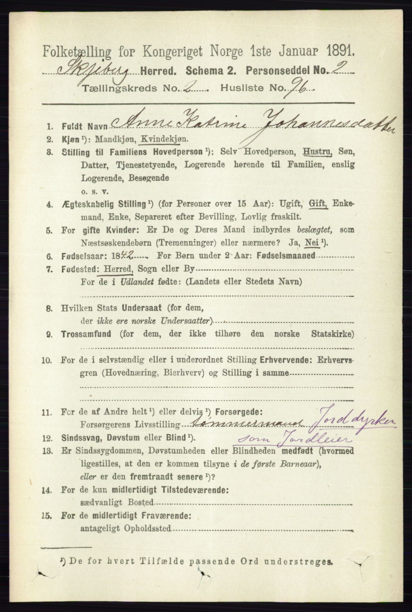 RA, 1891 census for 0115 Skjeberg, 1891, p. 1428