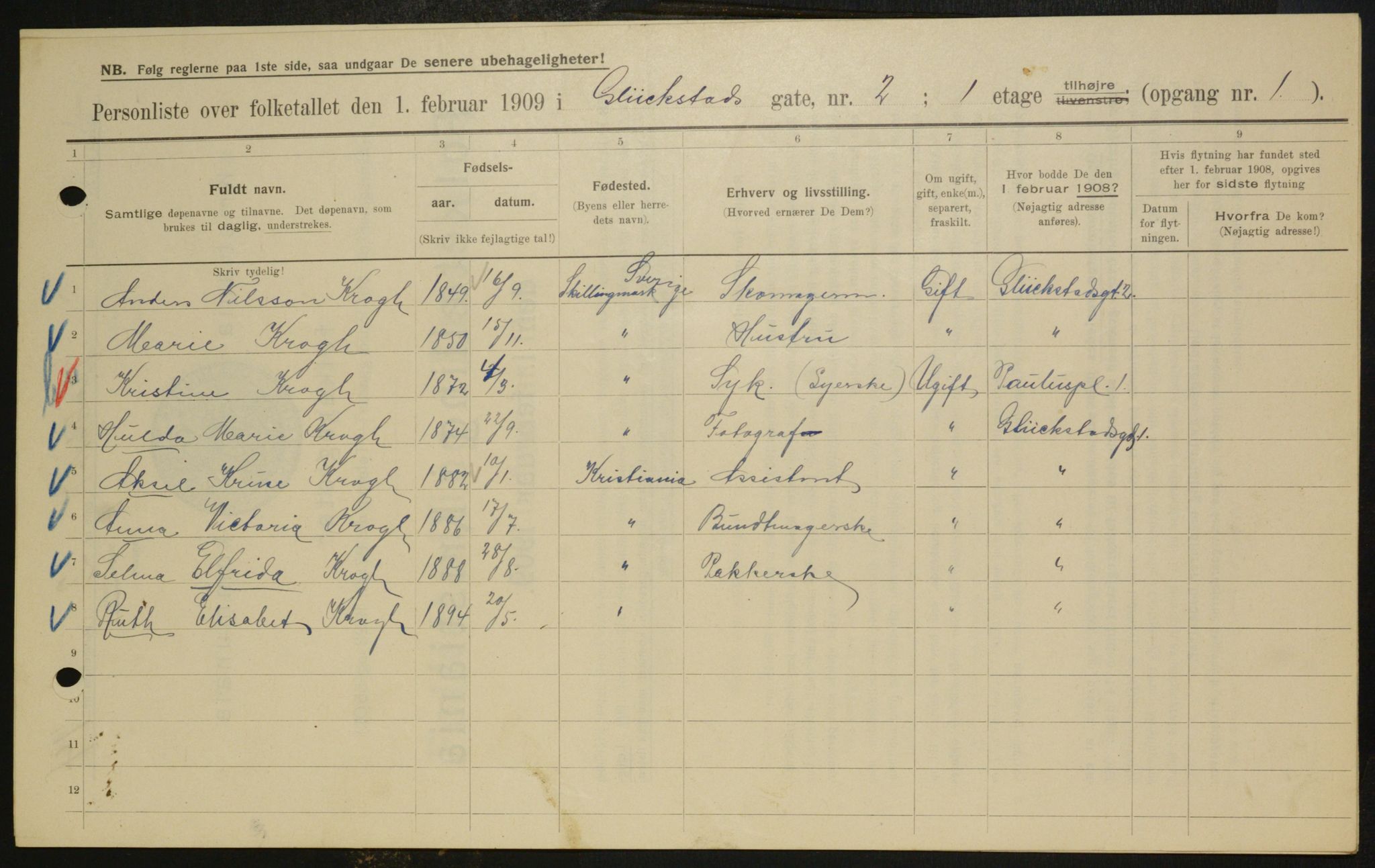 OBA, Municipal Census 1909 for Kristiania, 1909, p. 26664