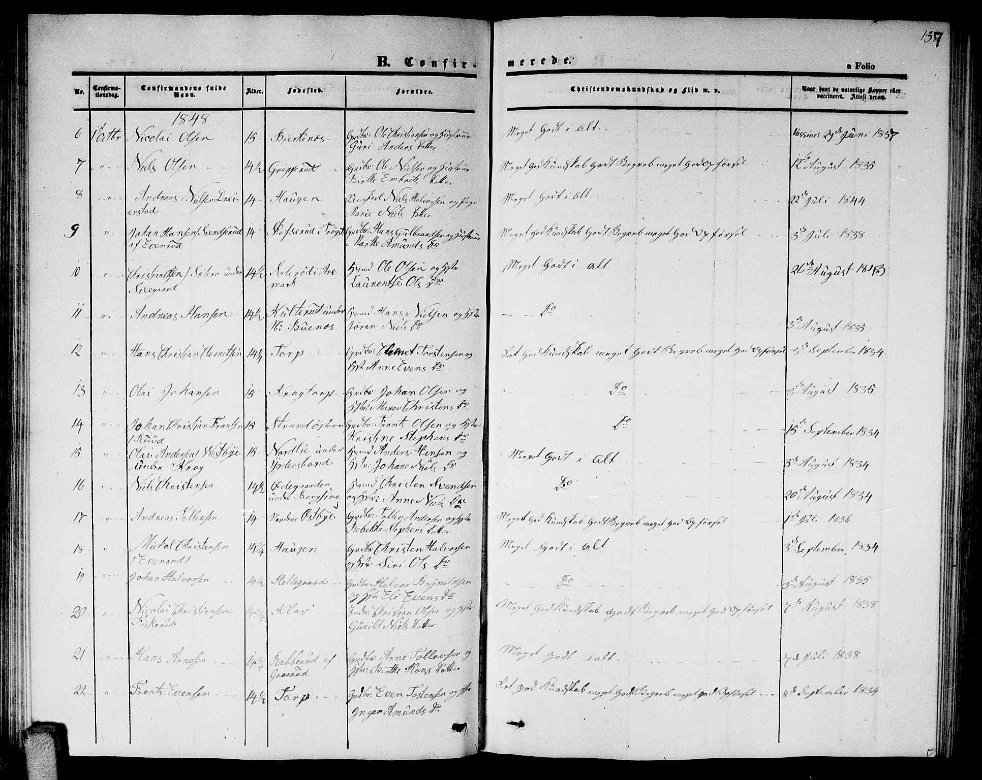 Høland prestekontor Kirkebøker, SAO/A-10346a/G/Ga/L0003: Parish register (copy) no. I 3, 1846-1853, p. 137