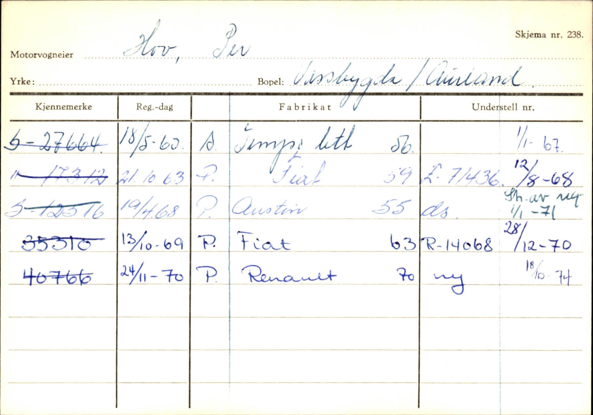 Statens vegvesen, Sogn og Fjordane vegkontor, SAB/A-5301/4/F/L0125: Eigarregister Sogndal V-Å. Aurland A-Å. Fjaler A-N, 1945-1975, p. 725