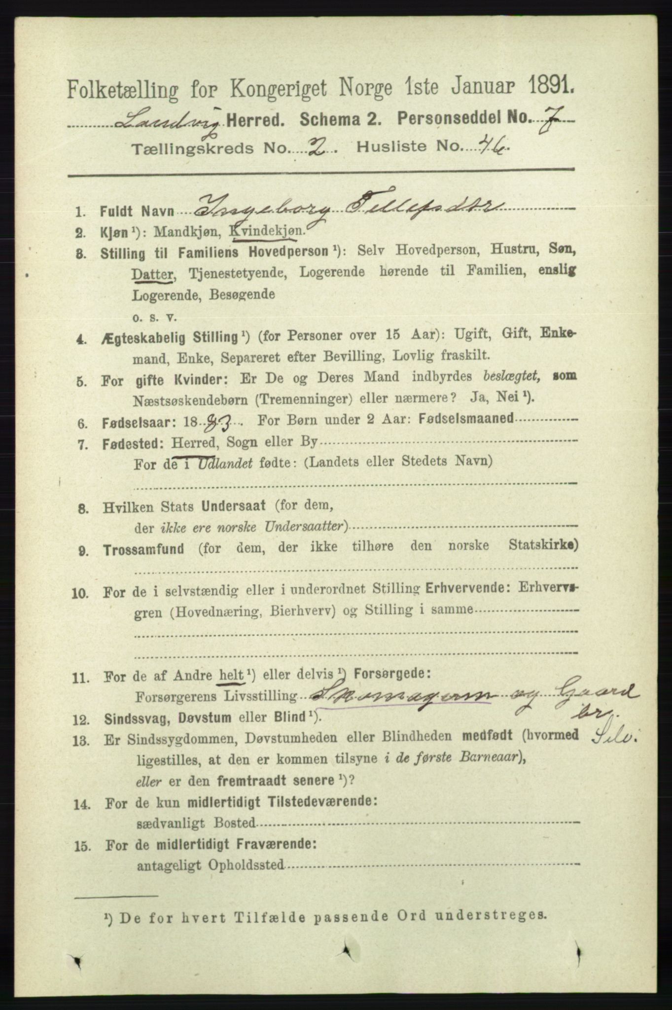 RA, 1891 census for 0924 Landvik, 1891, p. 618