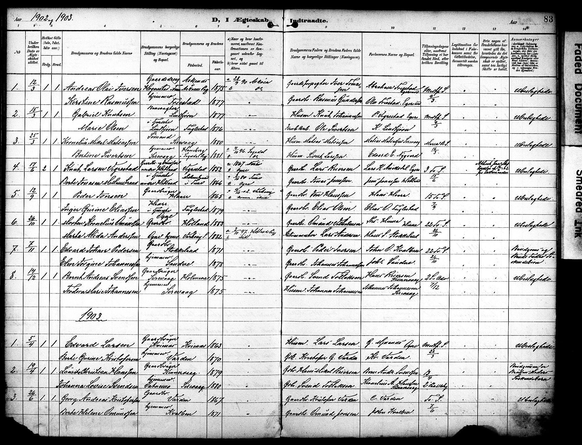 Eigersund sokneprestkontor, AV/SAST-A-101807/S08/L0020: Parish register (official) no. A 19, 1893-1910, p. 83