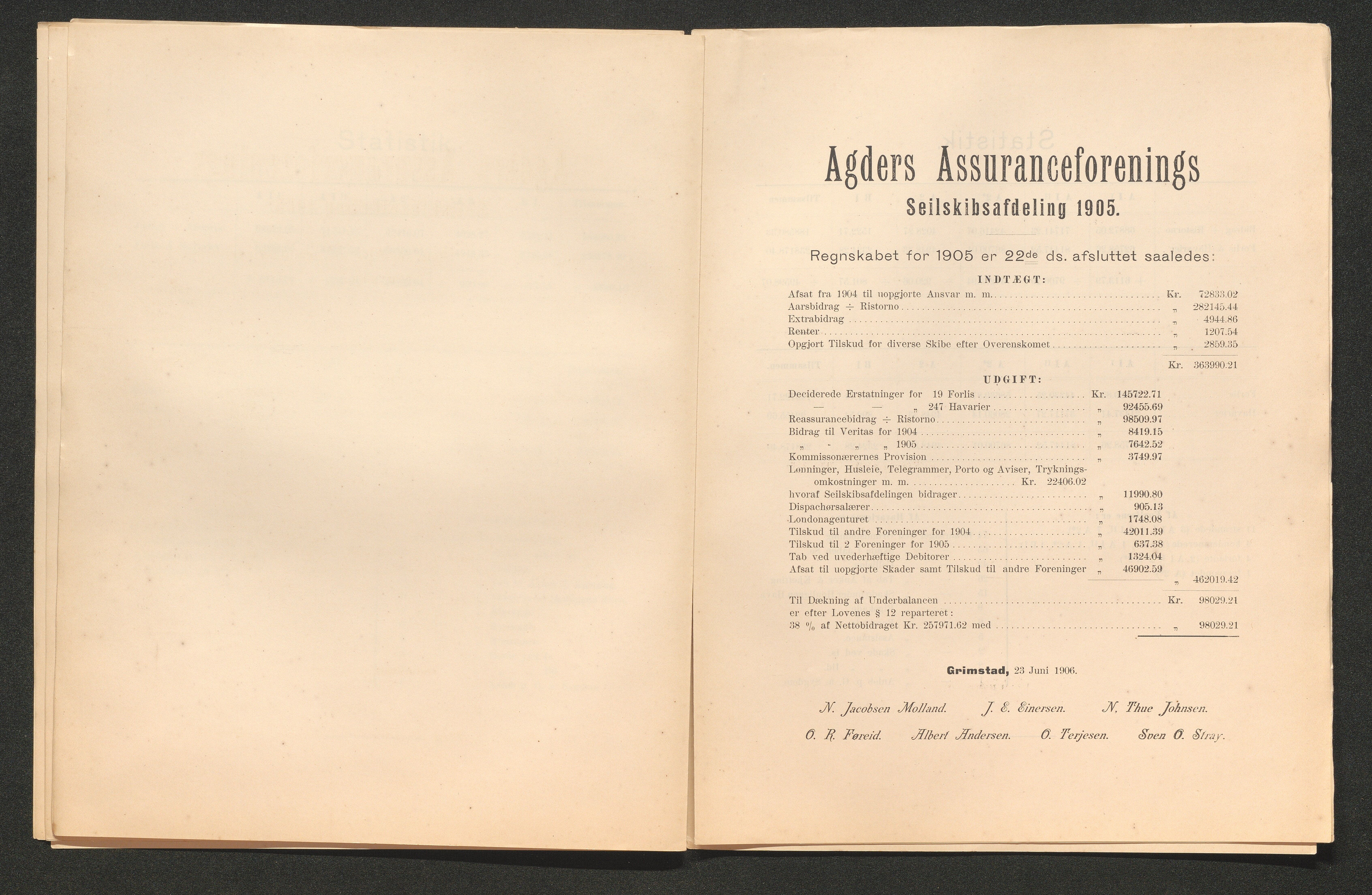 Agders Gjensidige Assuranceforening, AAKS/PA-1718/05/L0003: Regnskap, seilavdeling, pakkesak, 1890-1912