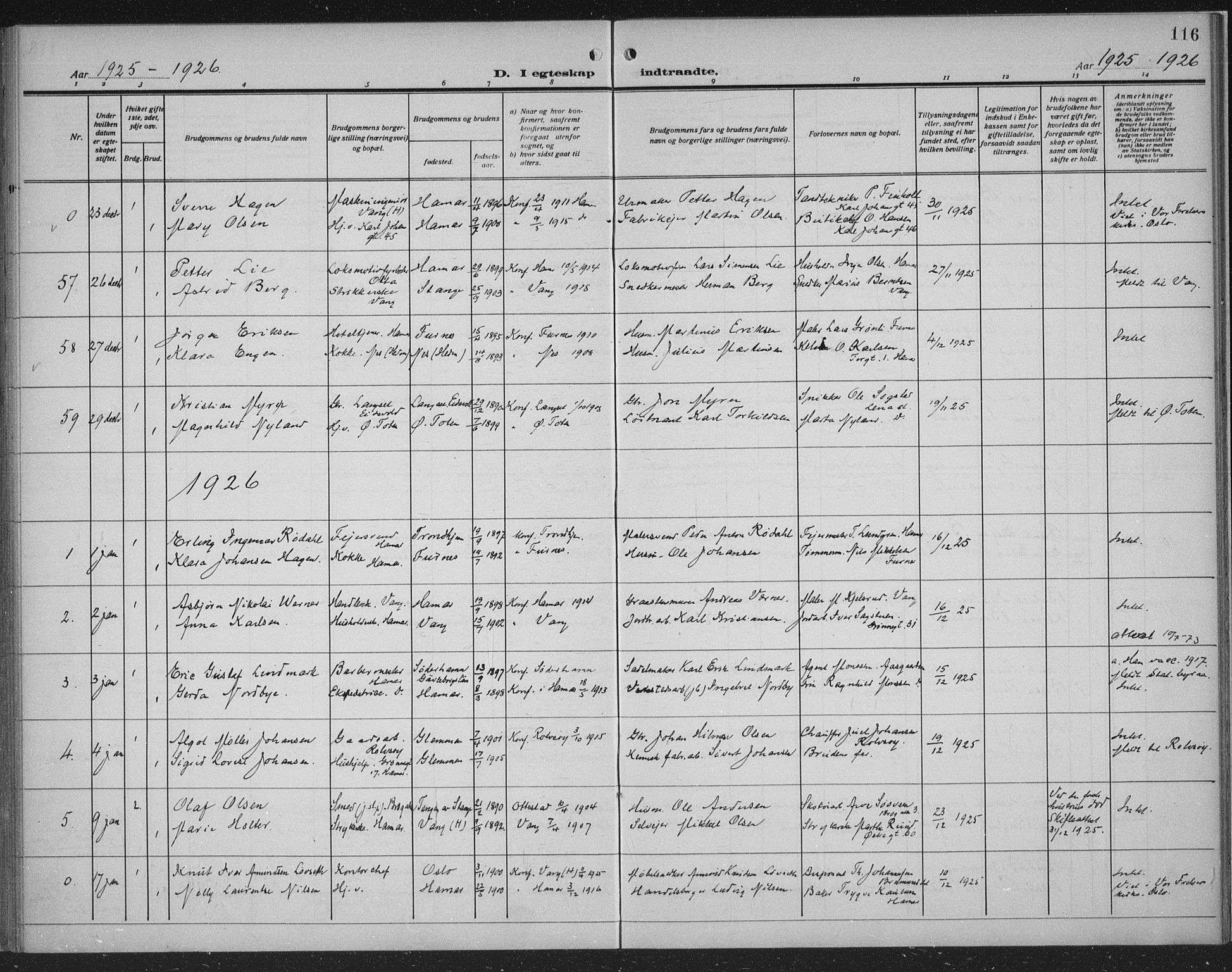 Hamar prestekontor, SAH/DOMPH-002/H/Ha/Haa/L0003: Parish register (official) no. 3, 1913-1930, p. 116