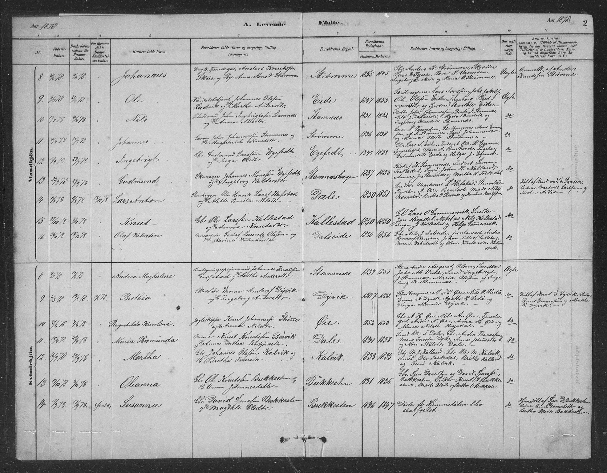 Vaksdal Sokneprestembete, SAB/A-78901/H/Hab: Parish register (copy) no. D 1, 1878-1939, p. 2