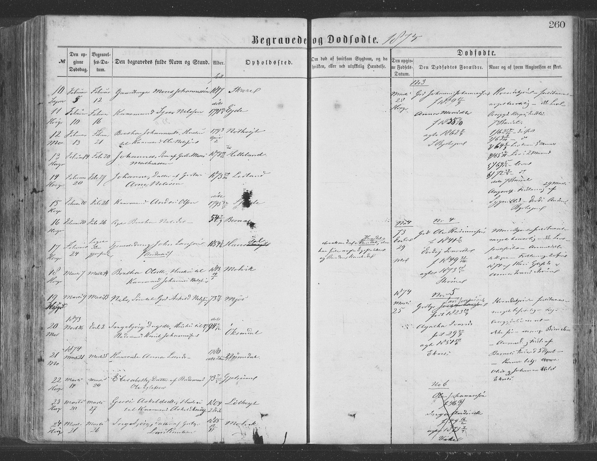 Hosanger sokneprestembete, SAB/A-75801/H/Haa: Parish register (official) no. A 9, 1864-1876, p. 260