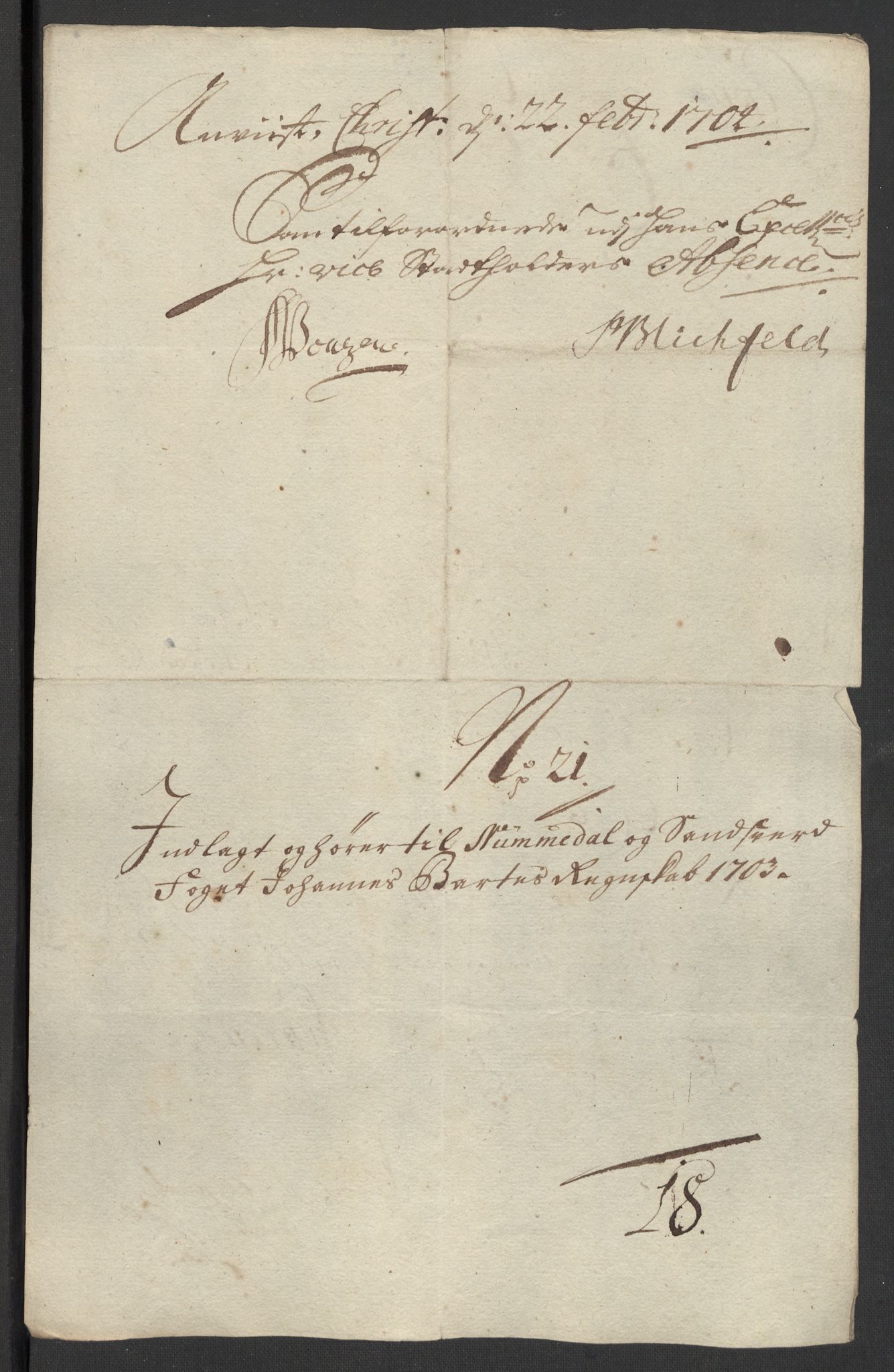 Rentekammeret inntil 1814, Reviderte regnskaper, Fogderegnskap, RA/EA-4092/R24/L1581: Fogderegnskap Numedal og Sandsvær, 1703, p. 245