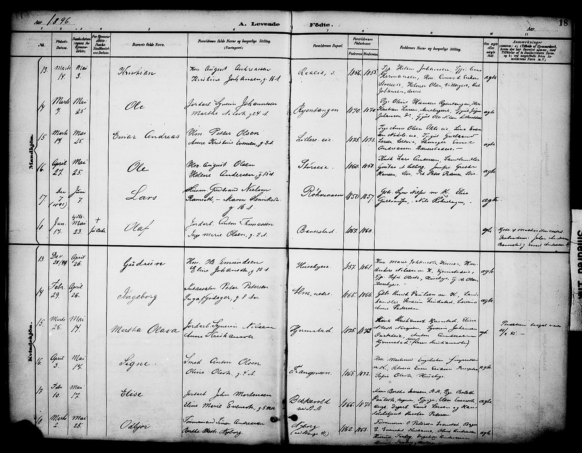 Stange prestekontor, AV/SAH-PREST-002/K/L0020: Parish register (official) no. 20, 1894-1905, p. 18