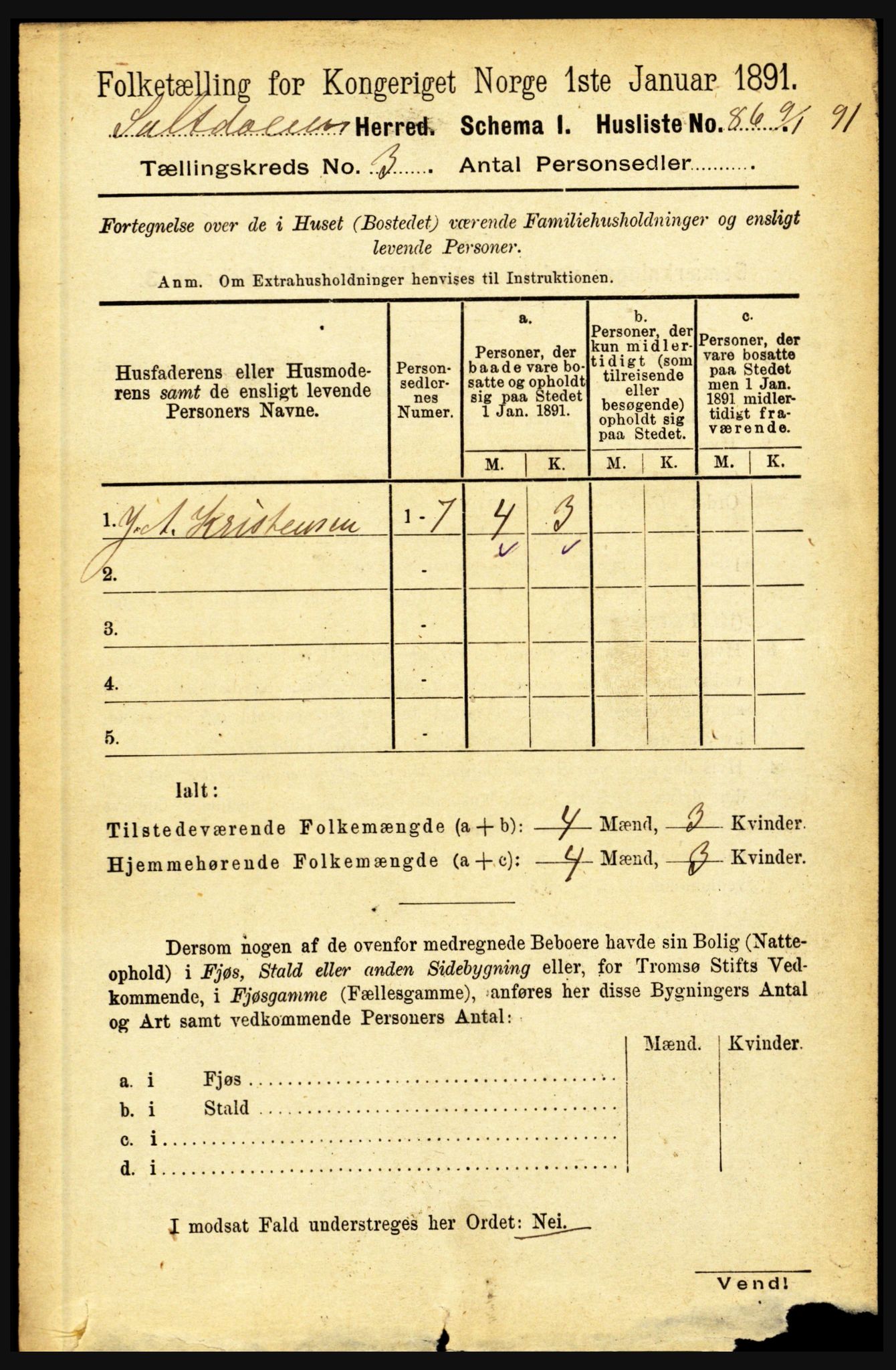 RA, 1891 census for 1840 Saltdal, 1891, p. 1656