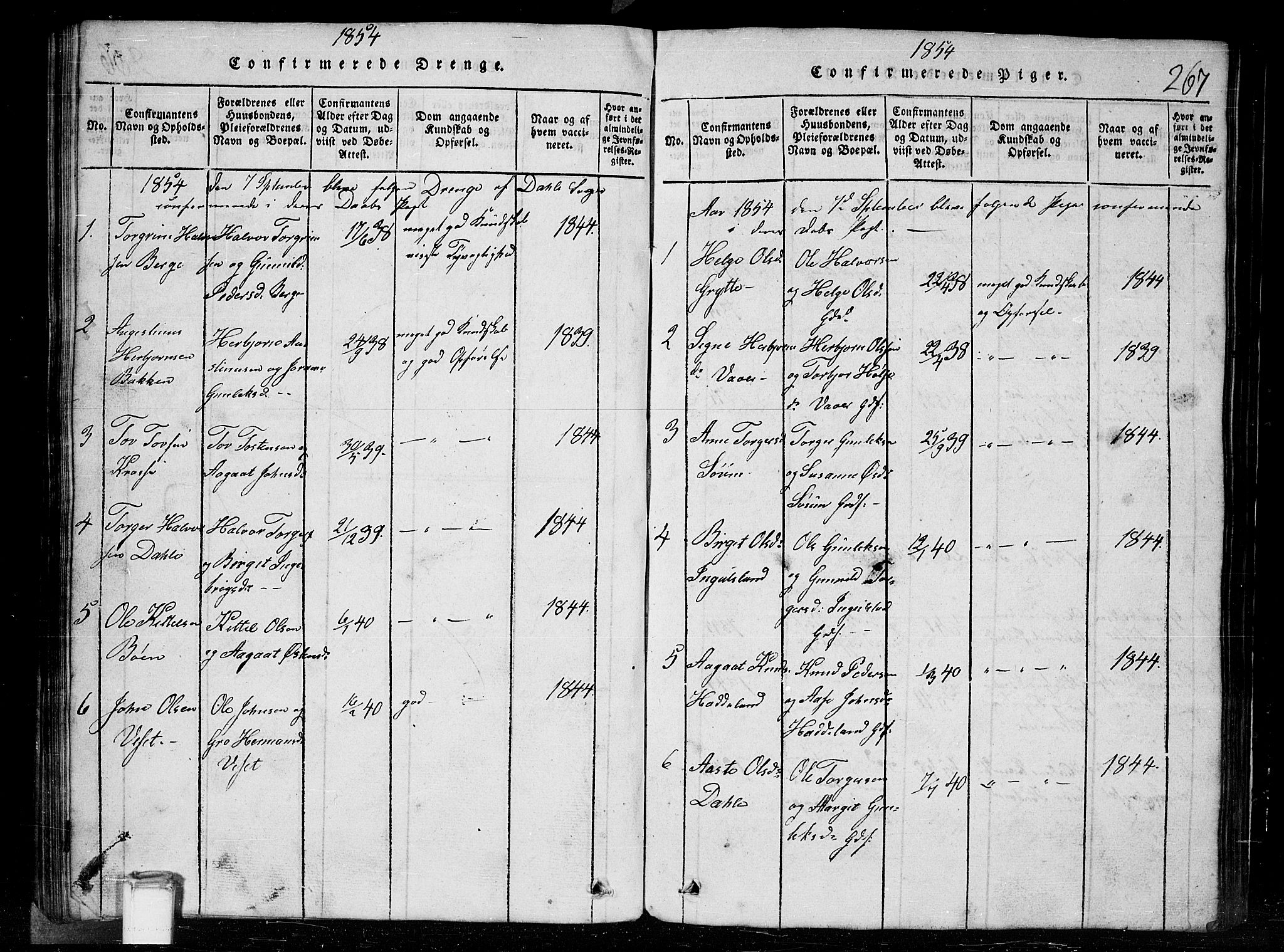 Tinn kirkebøker, SAKO/A-308/G/Gc/L0001: Parish register (copy) no. III 1, 1815-1879, p. 267
