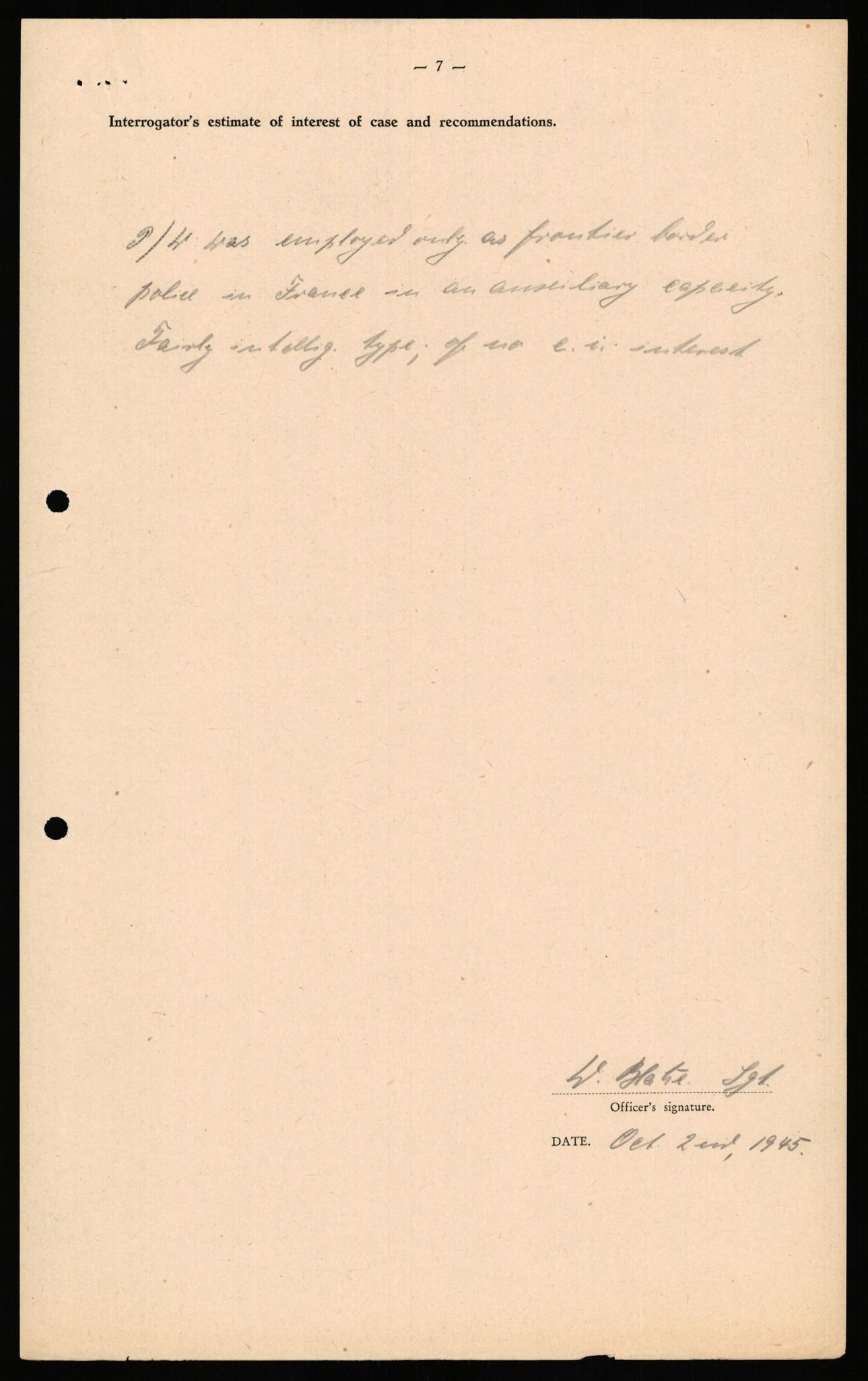 Forsvaret, Forsvarets overkommando II, RA/RAFA-3915/D/Db/L0033: CI Questionaires. Tyske okkupasjonsstyrker i Norge. Tyskere., 1945-1946, p. 266