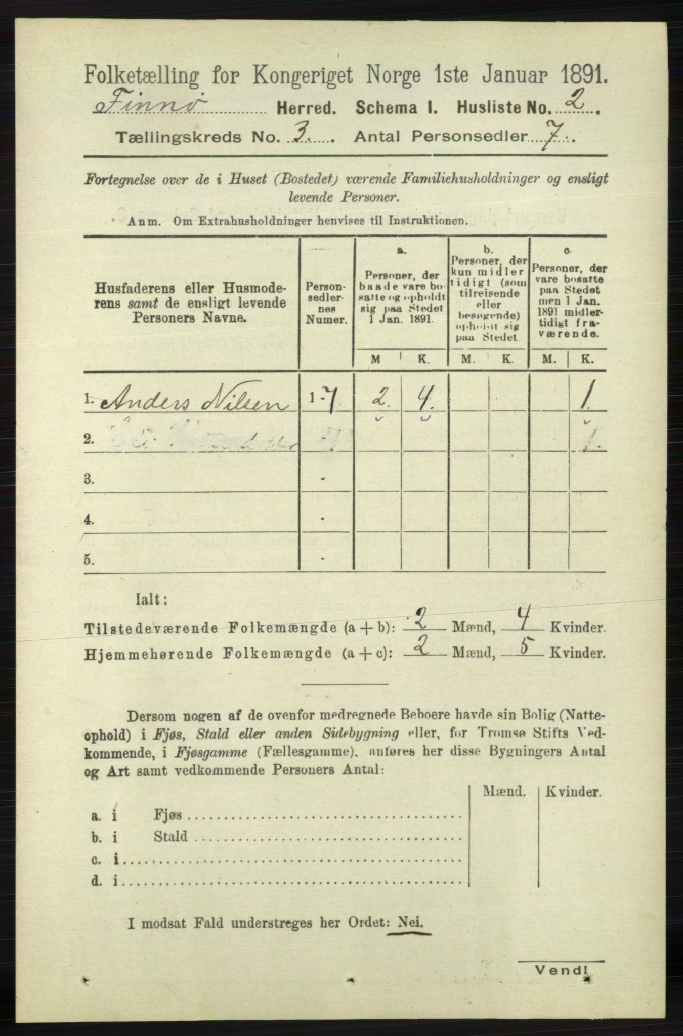 RA, 1891 census for 1141 Finnøy, 1891, p. 412