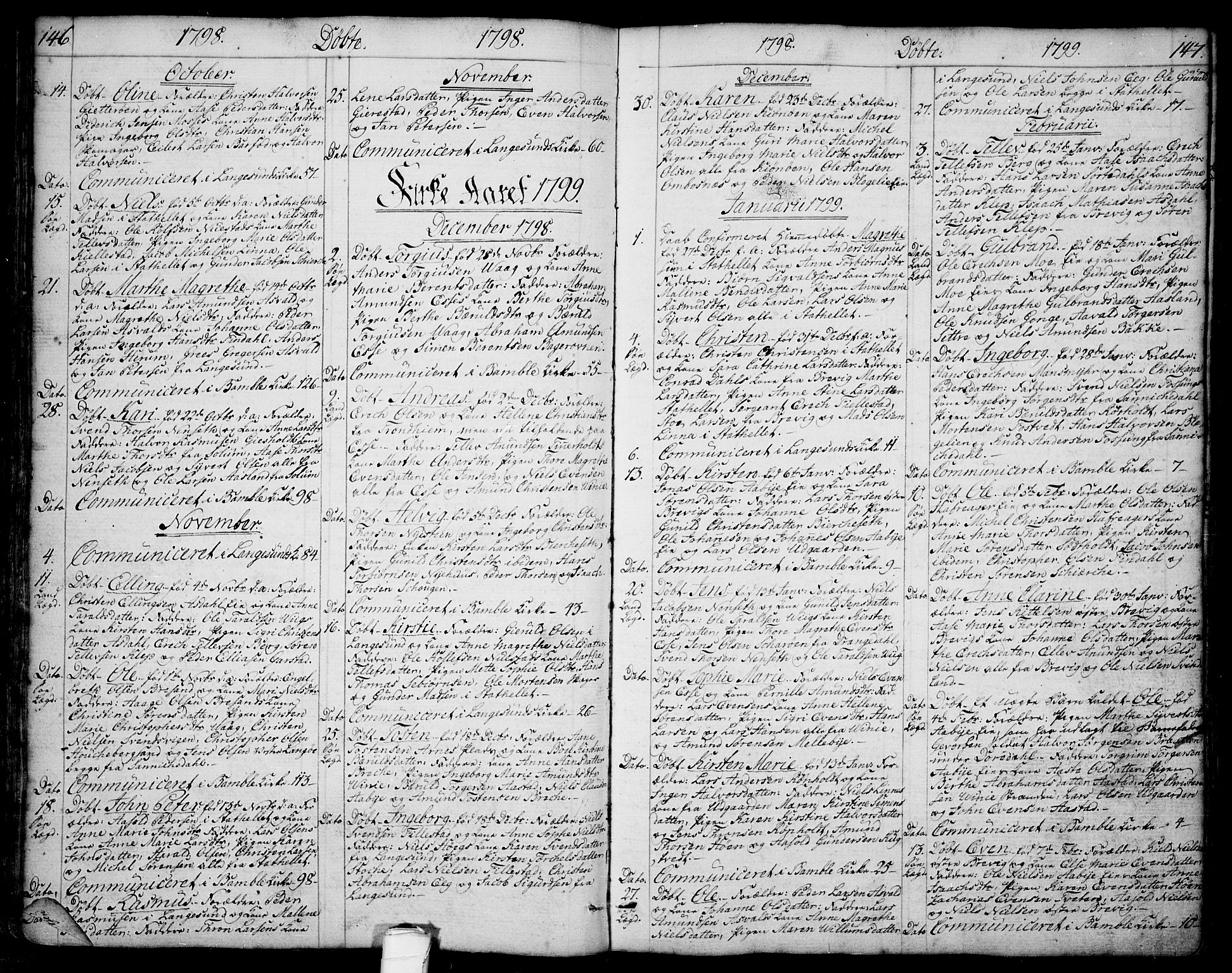 Bamble kirkebøker, AV/SAKO-A-253/F/Fa/L0002: Parish register (official) no. I 2, 1775-1814, p. 146-147
