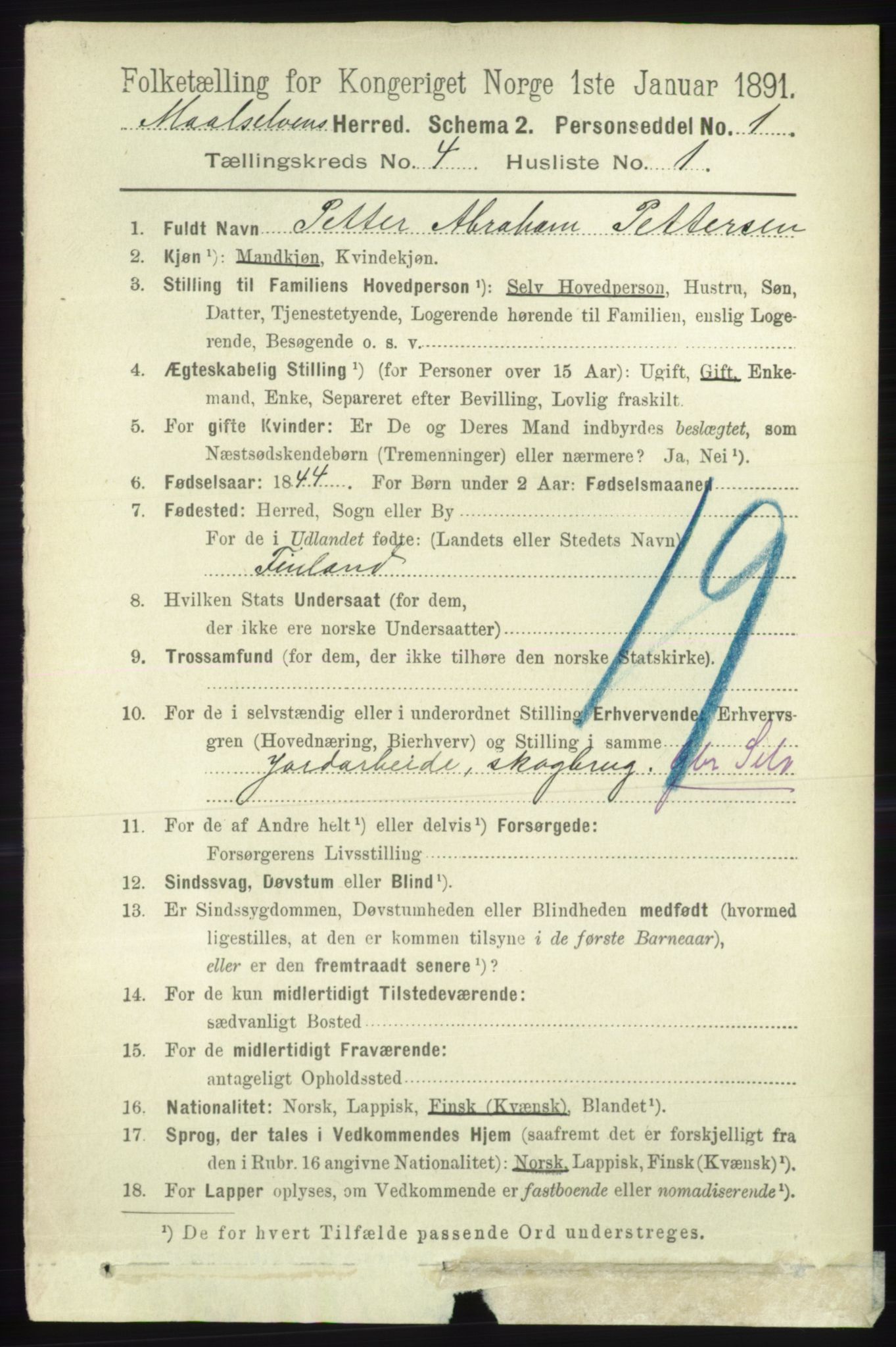 RA, 1891 census for 1924 Målselv, 1891, p. 1077