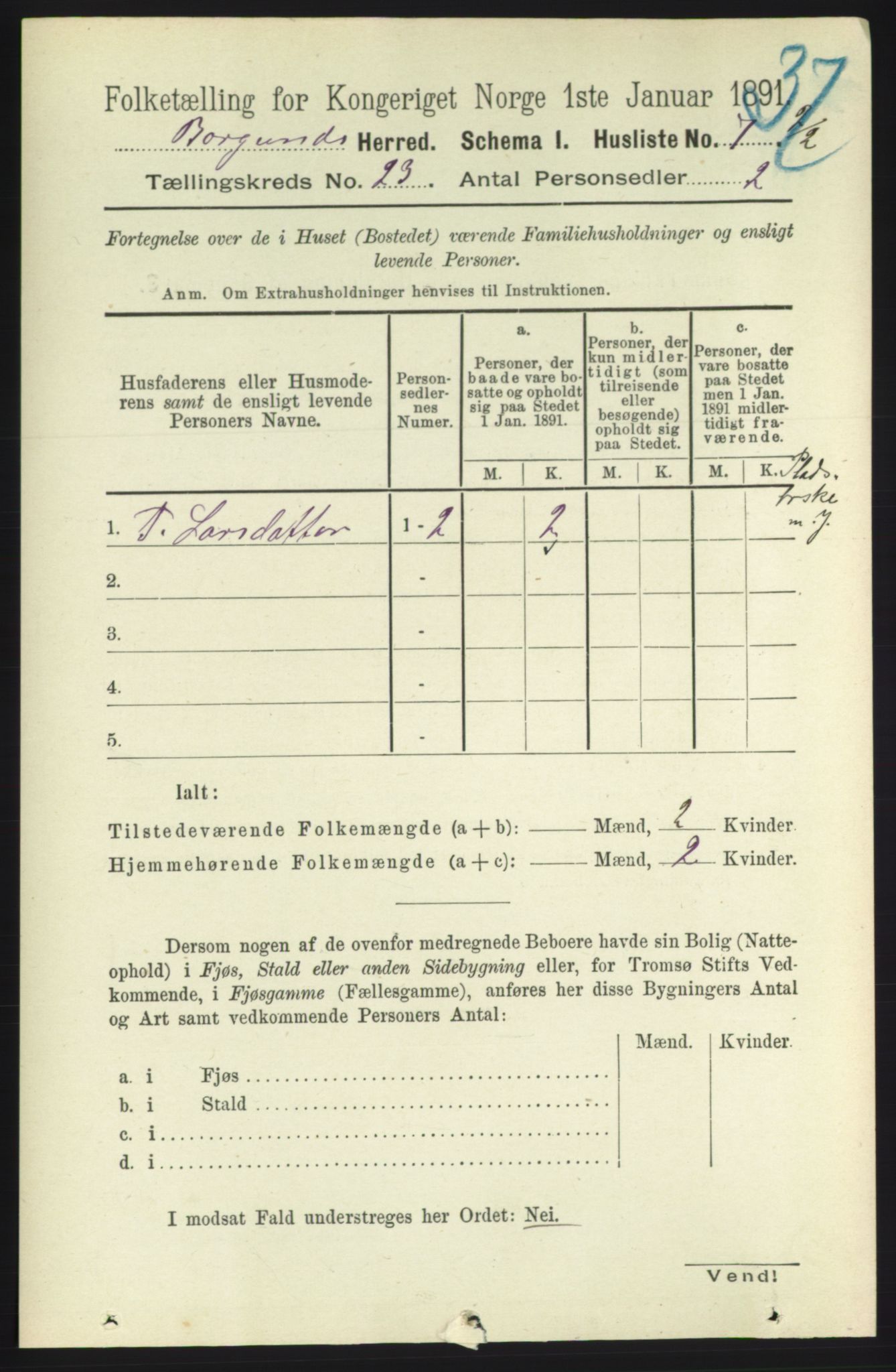 RA, 1891 census for 1531 Borgund, 1891, p. 6951