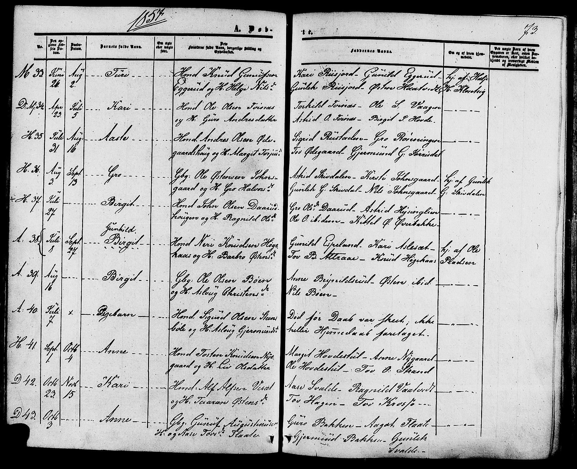 Tinn kirkebøker, SAKO/A-308/F/Fa/L0006: Parish register (official) no. I 6, 1857-1878, p. 73