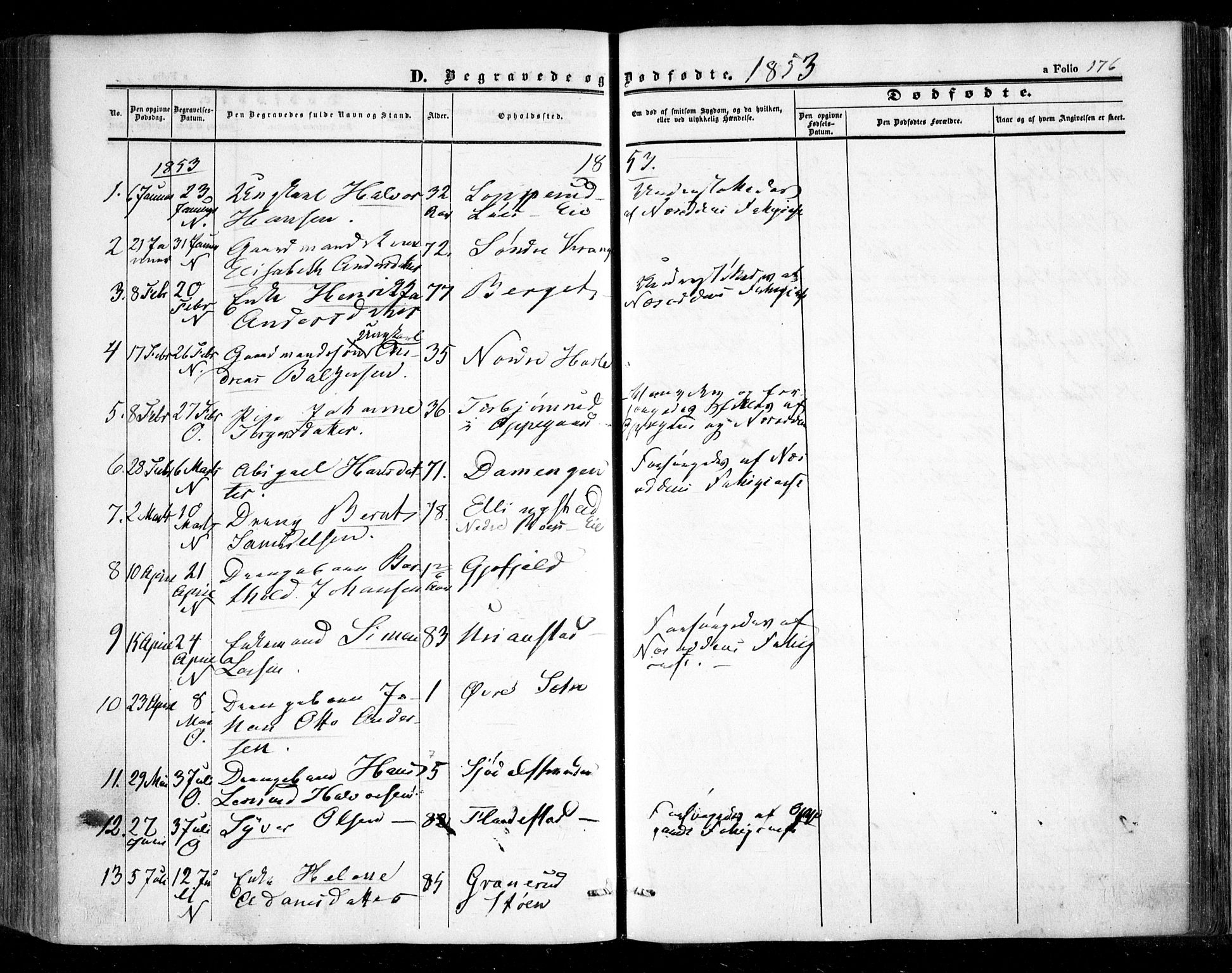 Nesodden prestekontor Kirkebøker, AV/SAO-A-10013/F/Fa/L0007: Parish register (official) no. I 7, 1848-1868, p. 176