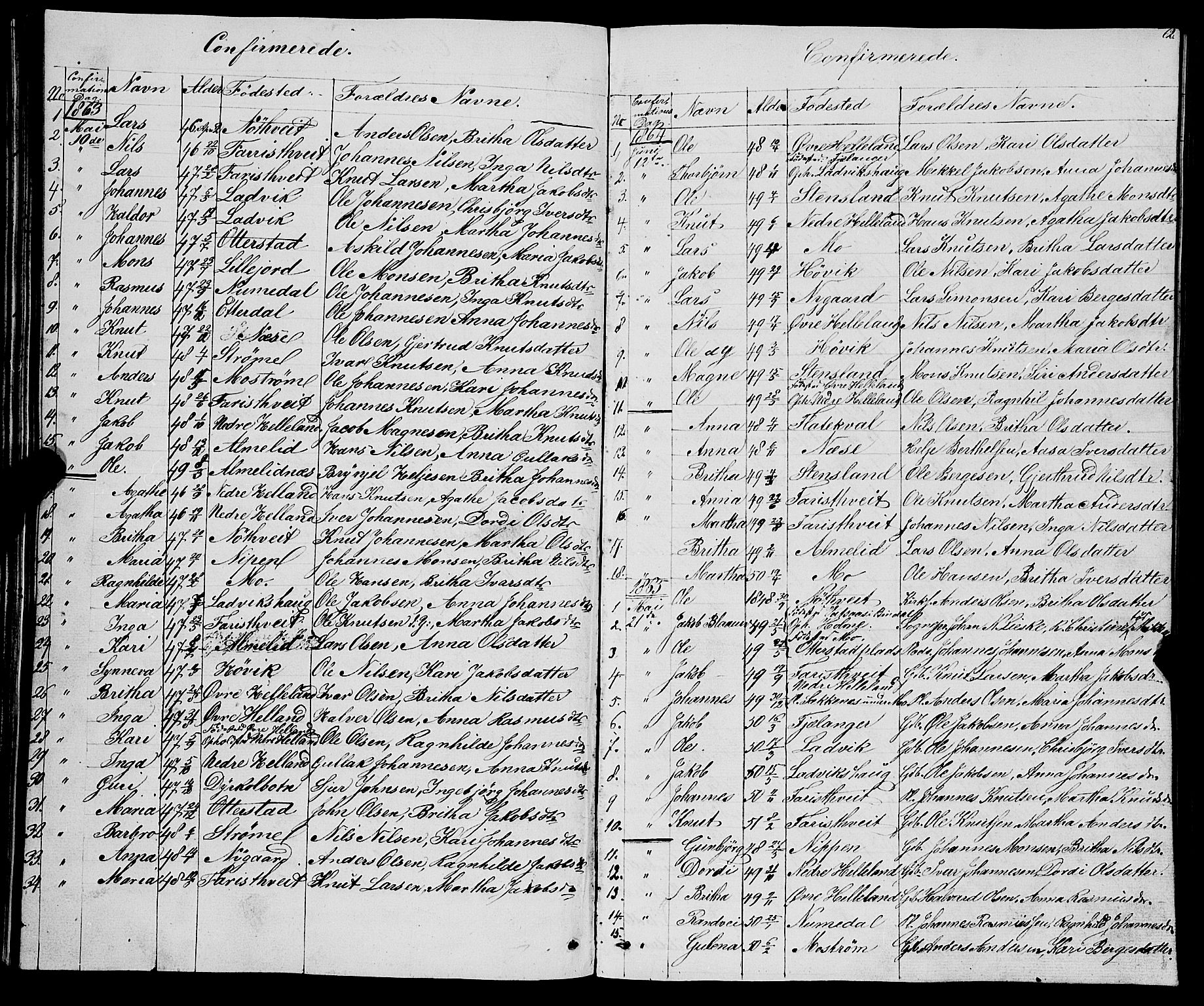 Osterfjorden Soknepresembete, SAB/A-77301: Parish register (copy) no. B 1, 1851-1890, p. 62