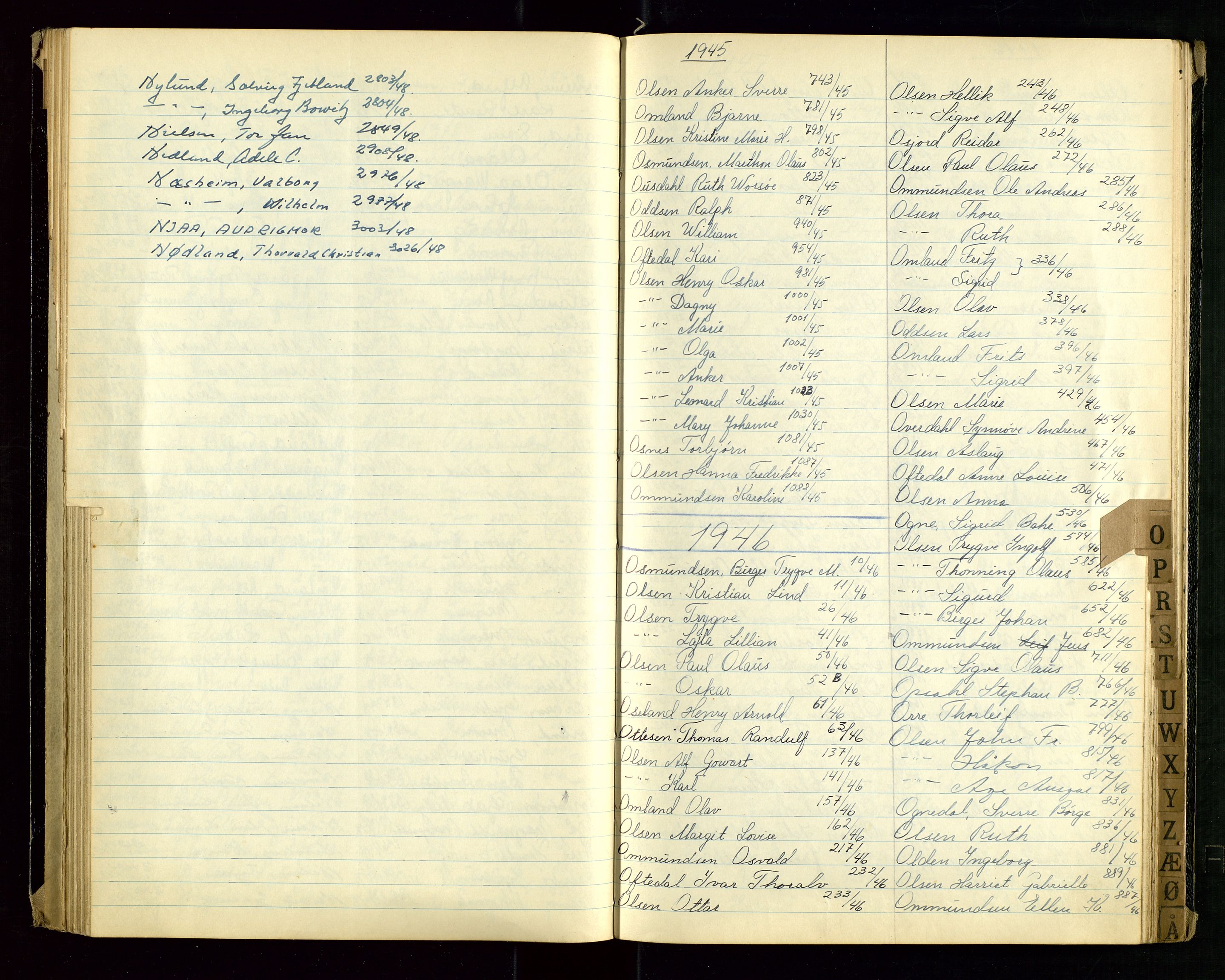Stavanger politikammer, AV/SAST-A-100361/001/H/Hc/Hcd/Hcda/L0002: "Register for Passprotokoll", 1945-1948, p. 57