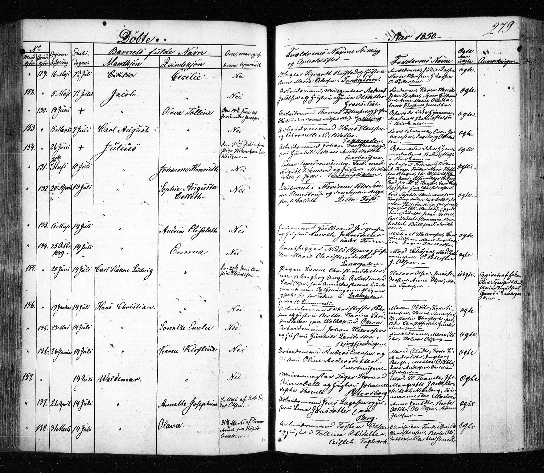 Aker prestekontor kirkebøker, SAO/A-10861/F/L0019: Parish register (official) no. 19, 1842-1852, p. 279